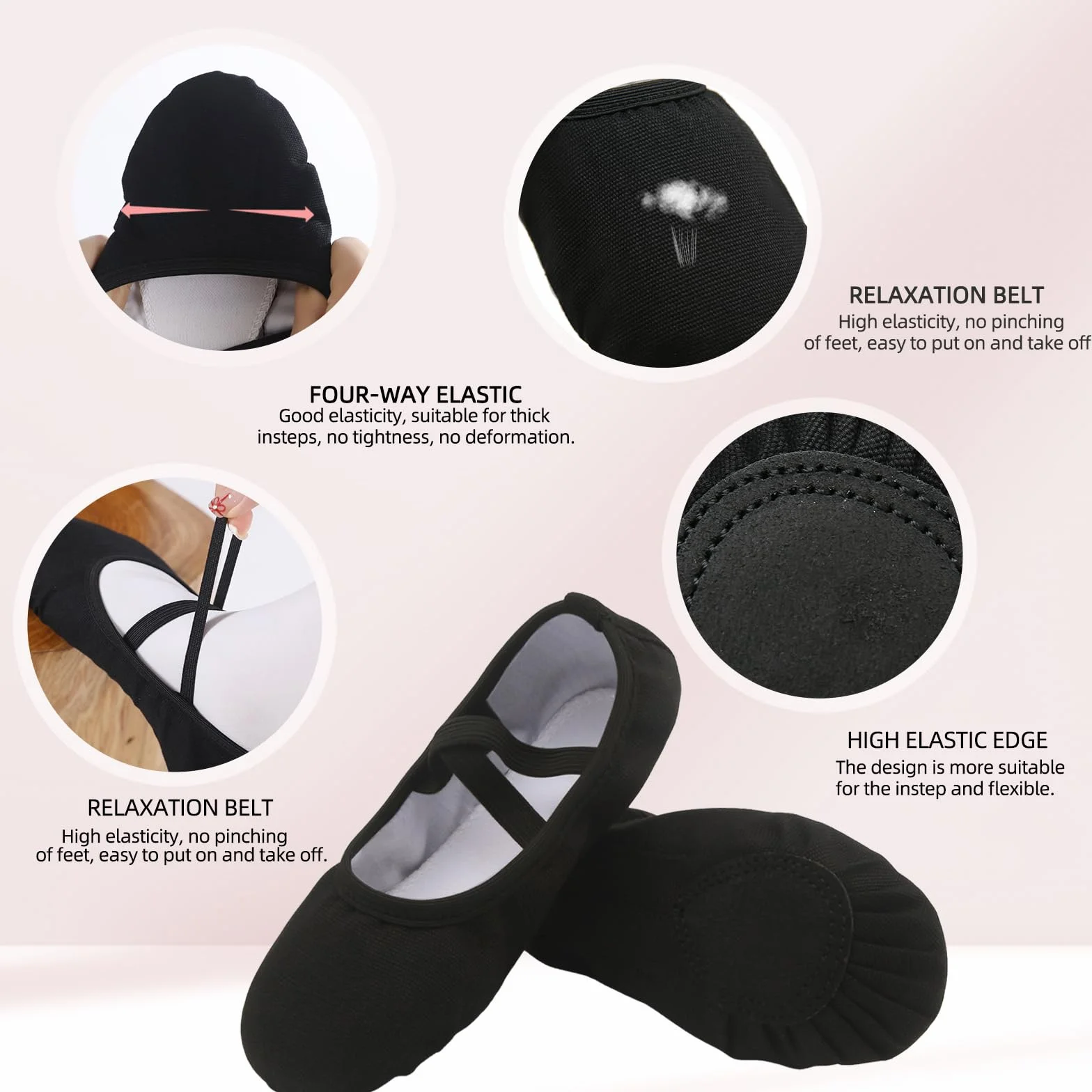 Zapatillas Ballet Transpirable Canvas con Suela de Cuero Dividido para Niña y Mujer