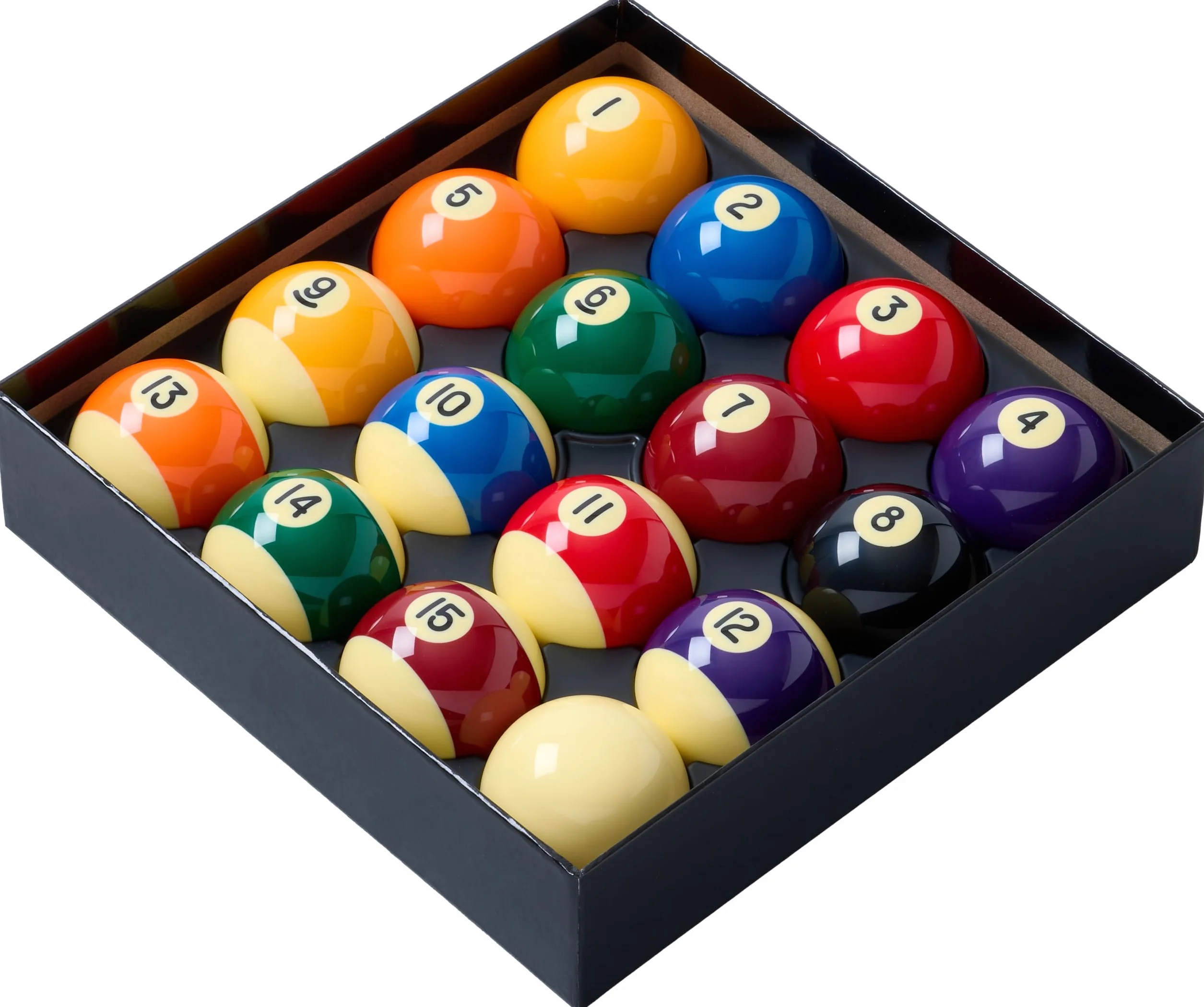 PowerGlide 16 Ball Pool Billiards Set Spots and Stripes Tournament 2 1/4'' Full Size Boxed