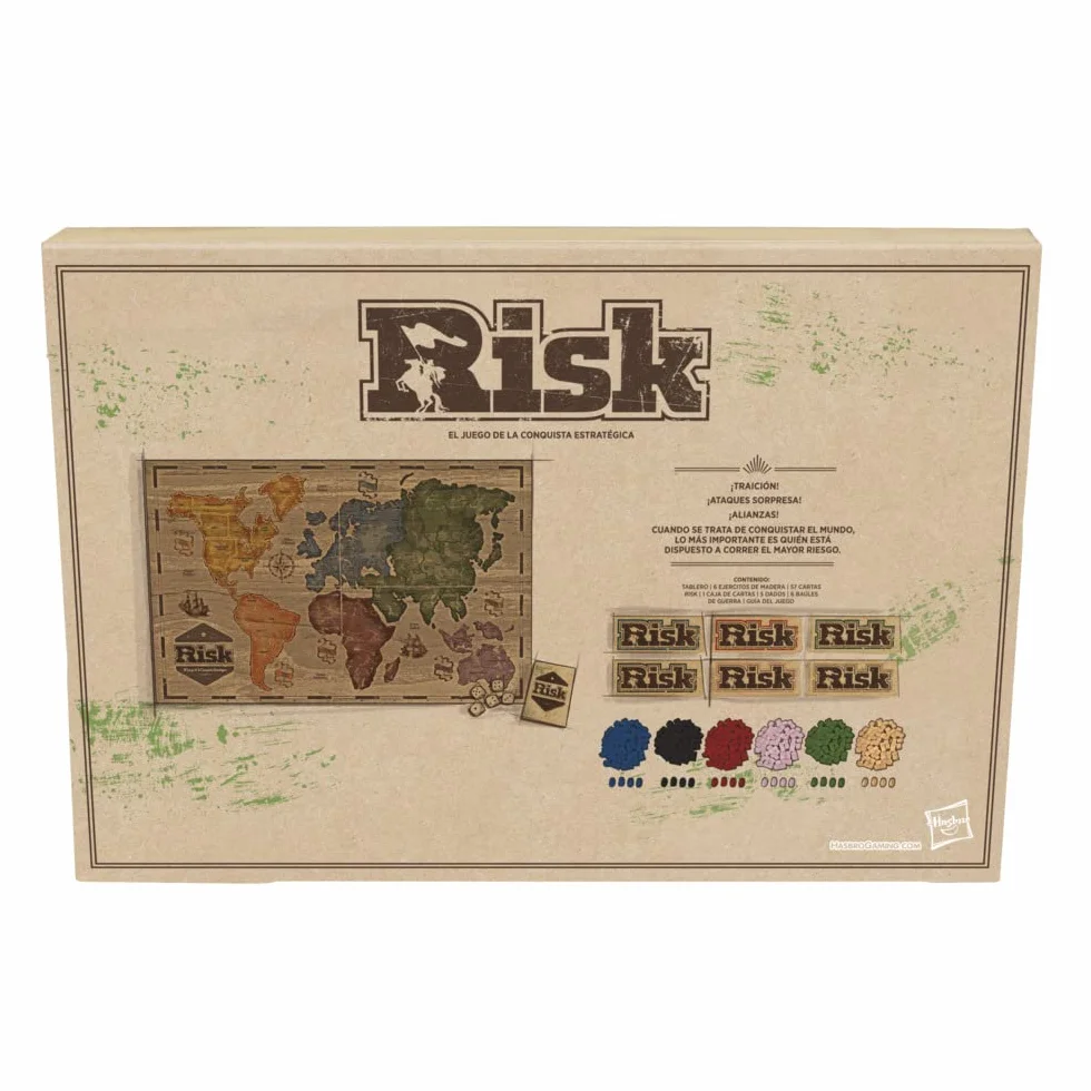 Hasbro CA-TV-1469 Gaming Juego Risk Rustic Series Edition, Juego de Mesa para familias, Niños y niñas, De 2 a 5 Jugadores, Multicolor