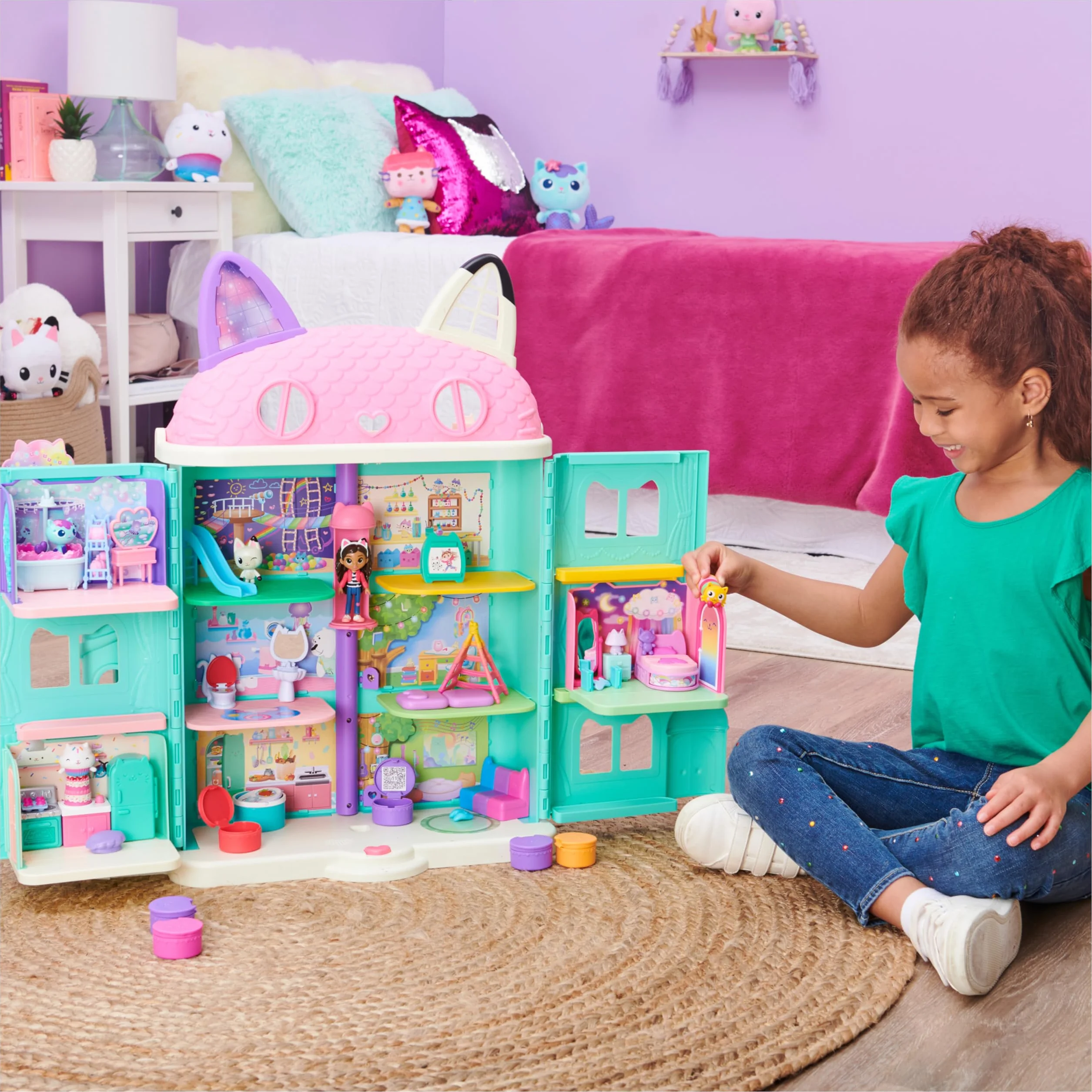 La Casa De Muñecas De Gabby - Dormitorio De Sueñigata Con 1 Figura Sueñigata, 3 Accesorios, 2 Caja Sorpresa Y 3 Muebles | Juguetes Niñas 3 Años O Más | Regalo Niña 3 Años O Más De Gaby Gato