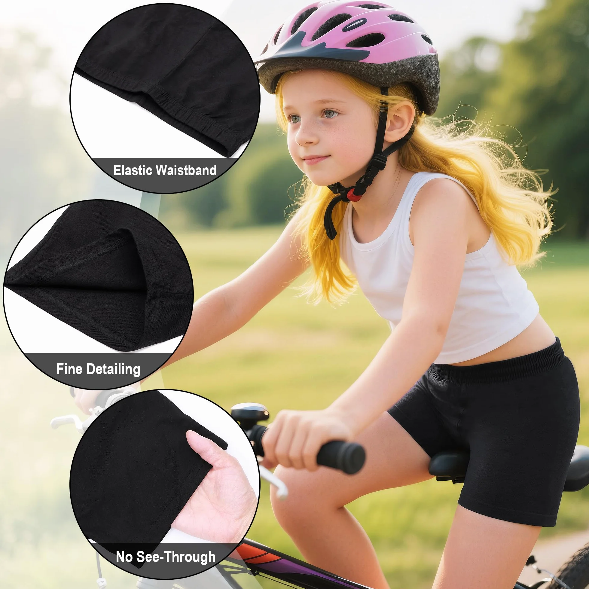 Shorts de Ciclismo Algodón para Niñas Pack 3 Elástica Transpirable Deportivo Correr Danza 5-16 Años