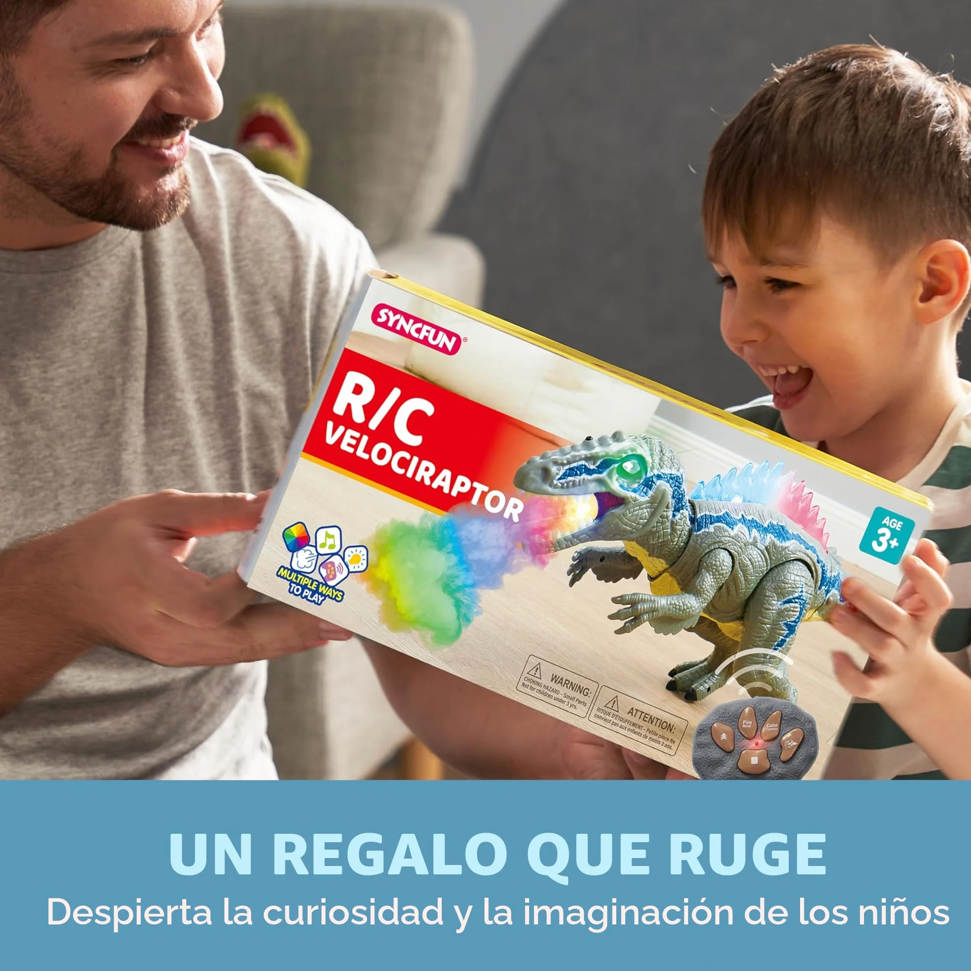 SYNCFUN Juguetes de Dinosaurios de Control Remoto para Niños y Niñas de 3 4 5 6 7 Años, Dinosaurios T-Rex Realistas Que Caminan y Rugen, Regalo de Cumpleaños y Navidad para Niños y Niñas Qequeños