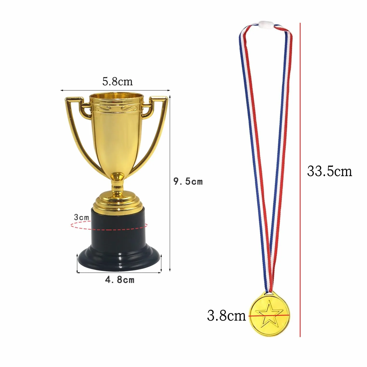 JZK Trophy Cups Copas de Trofeo, Dorado, Talla única