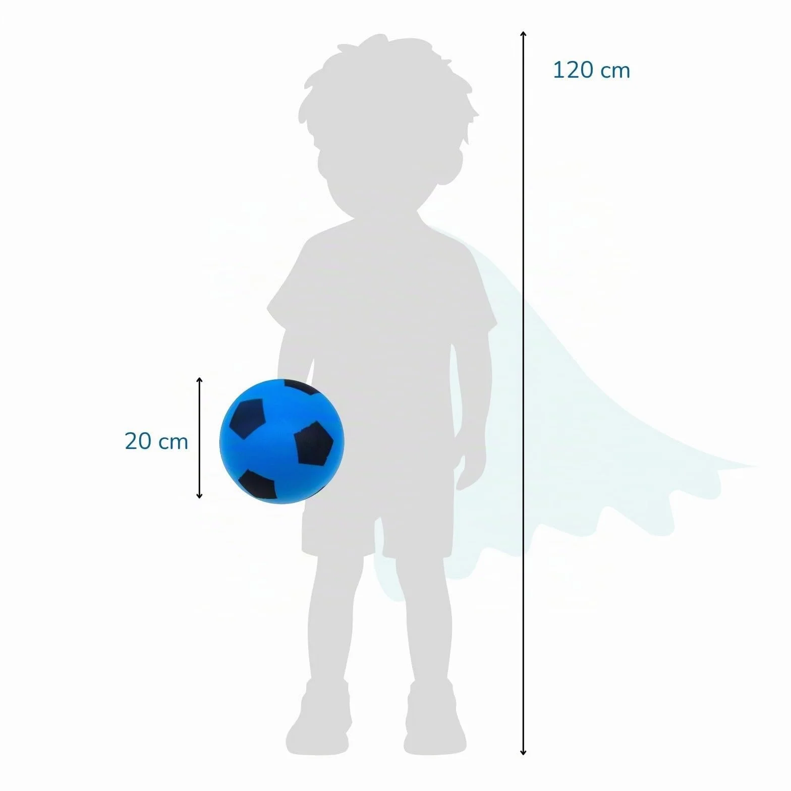 alldoro 63105 Balón de Espuma, con diseño de fútbol, para niños a Partir de 18 Meses, para Interior y Exterior, Azul, 20 cm, 153 g