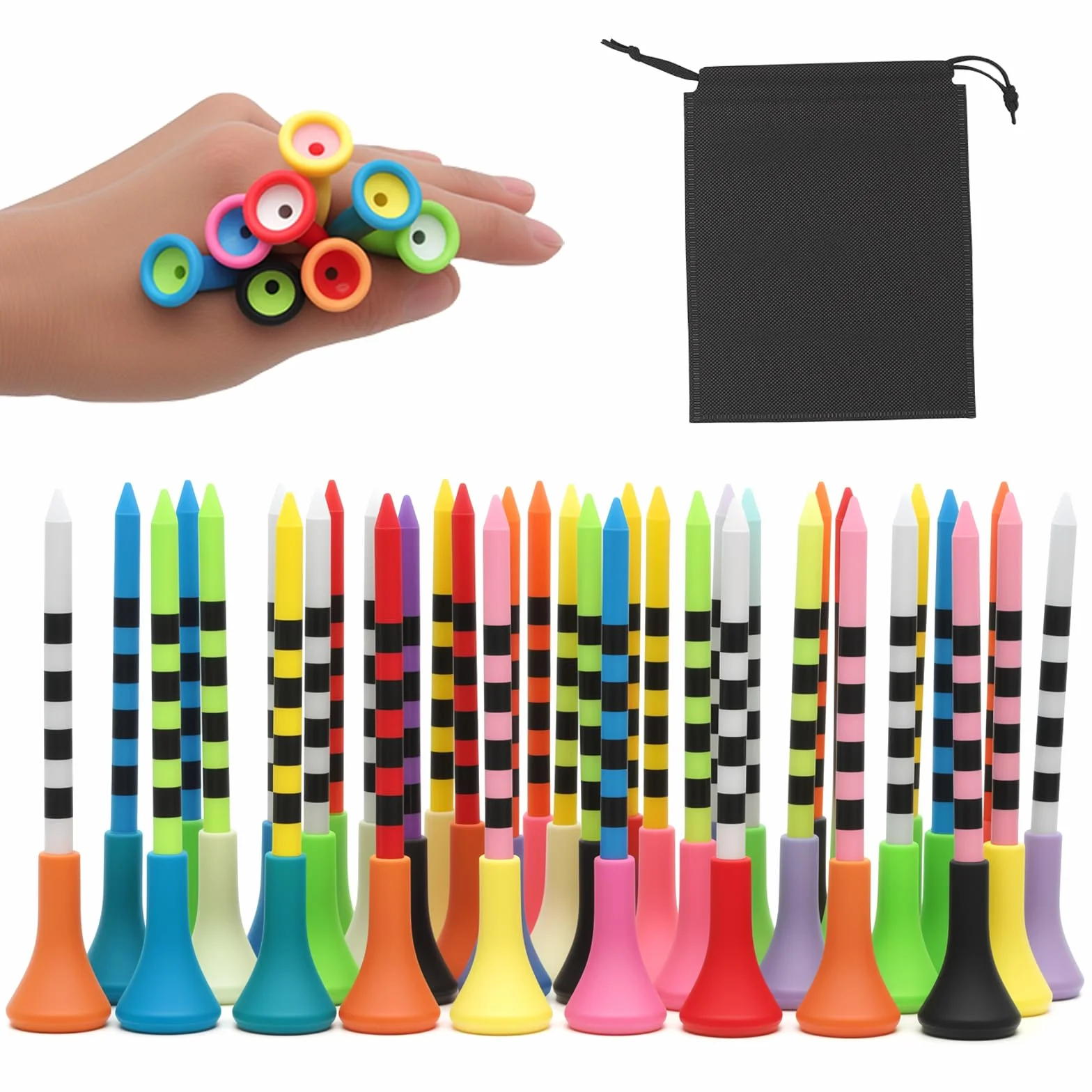 Tees de Golf 83mm Reutilizables Plástico Colores Mezclados 50 Unidades