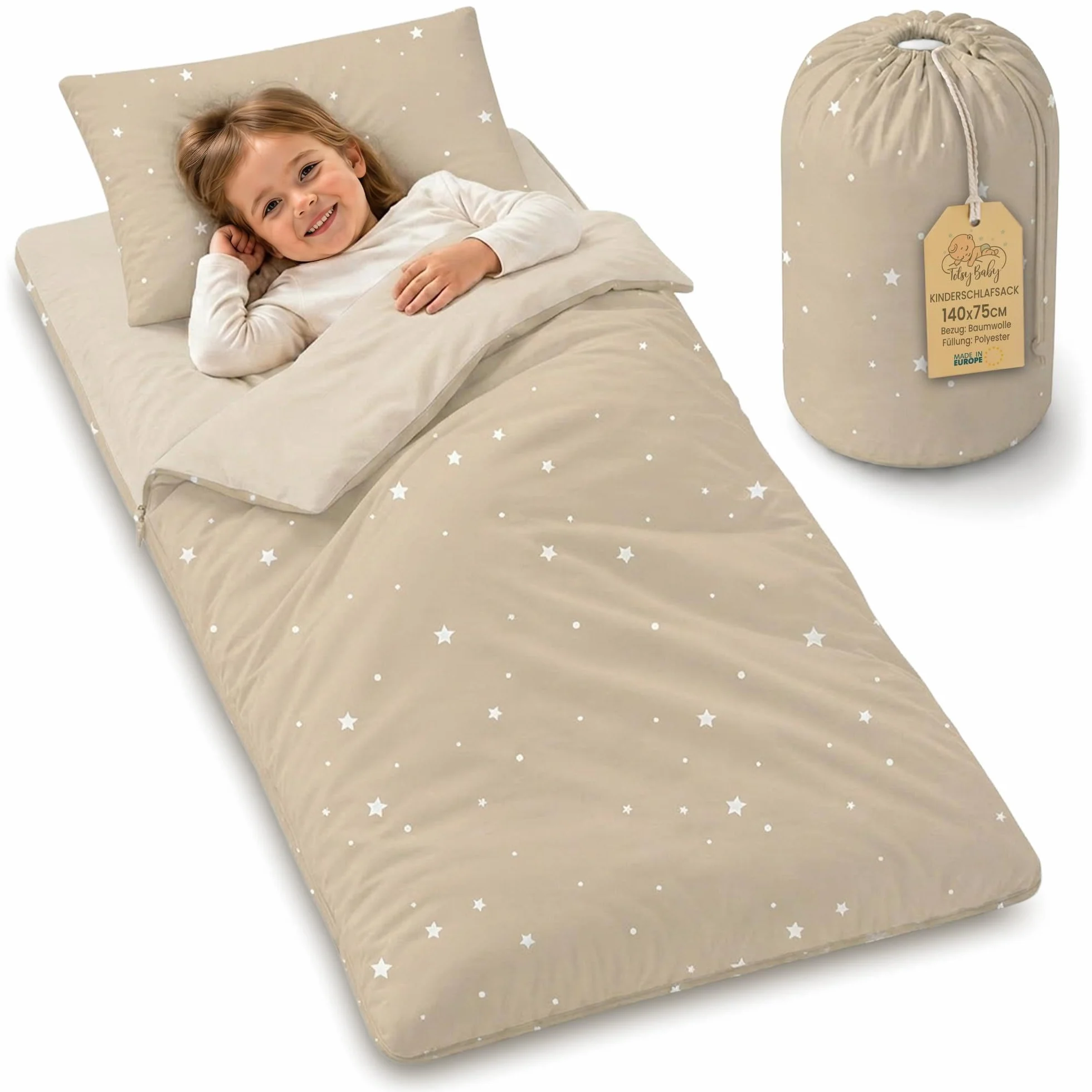Totsy Baby Saco de Dormir Infantil con Almohada y Cremallera para bebés de 3 a 7 años - Saco de Dormir para Interiores de para guardería jardín de Infancia Oeko-Tex