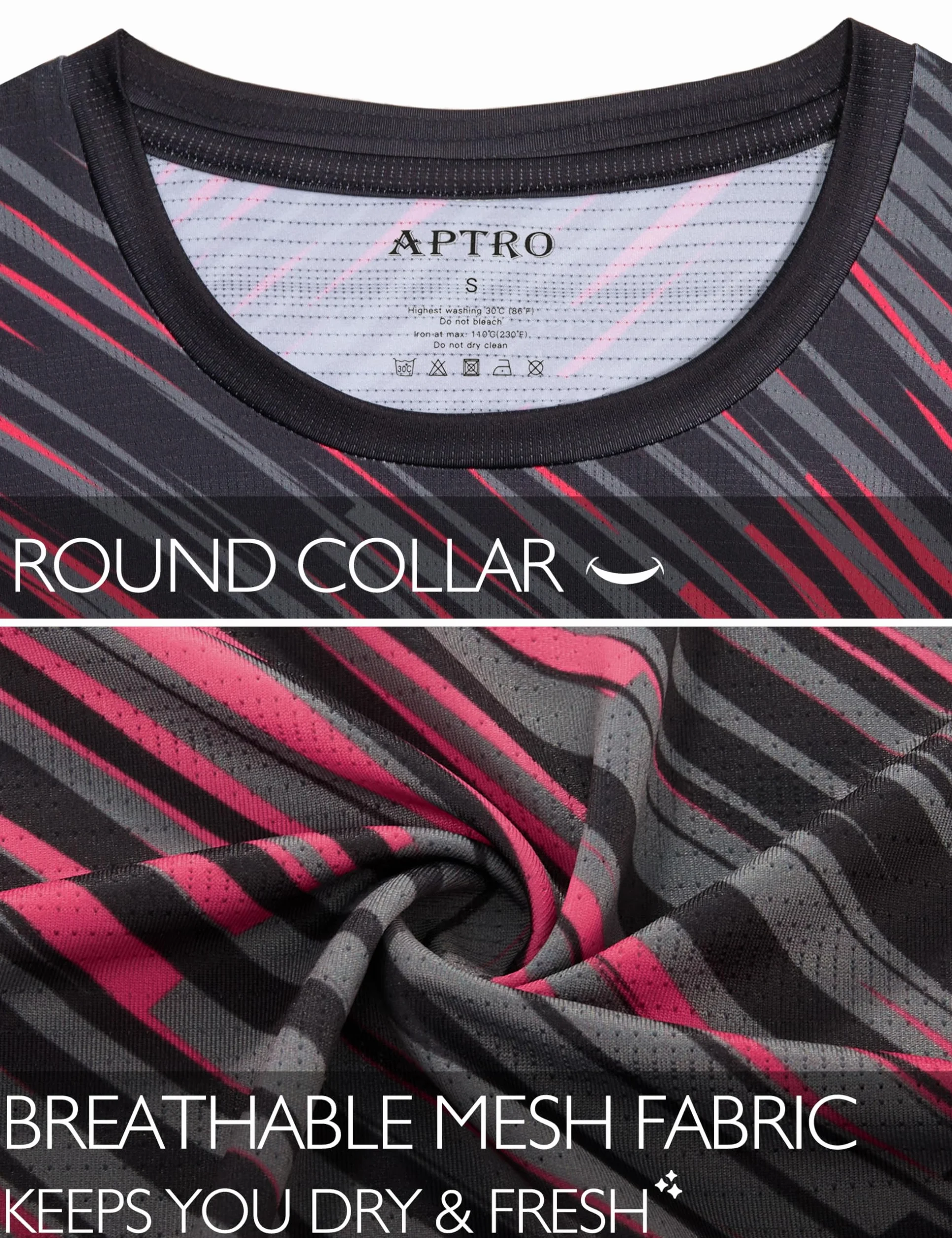 APTRO Camiseta Deportiva Hombre Manga Corta Diseño Degradado Tejido Elástico Transpirable