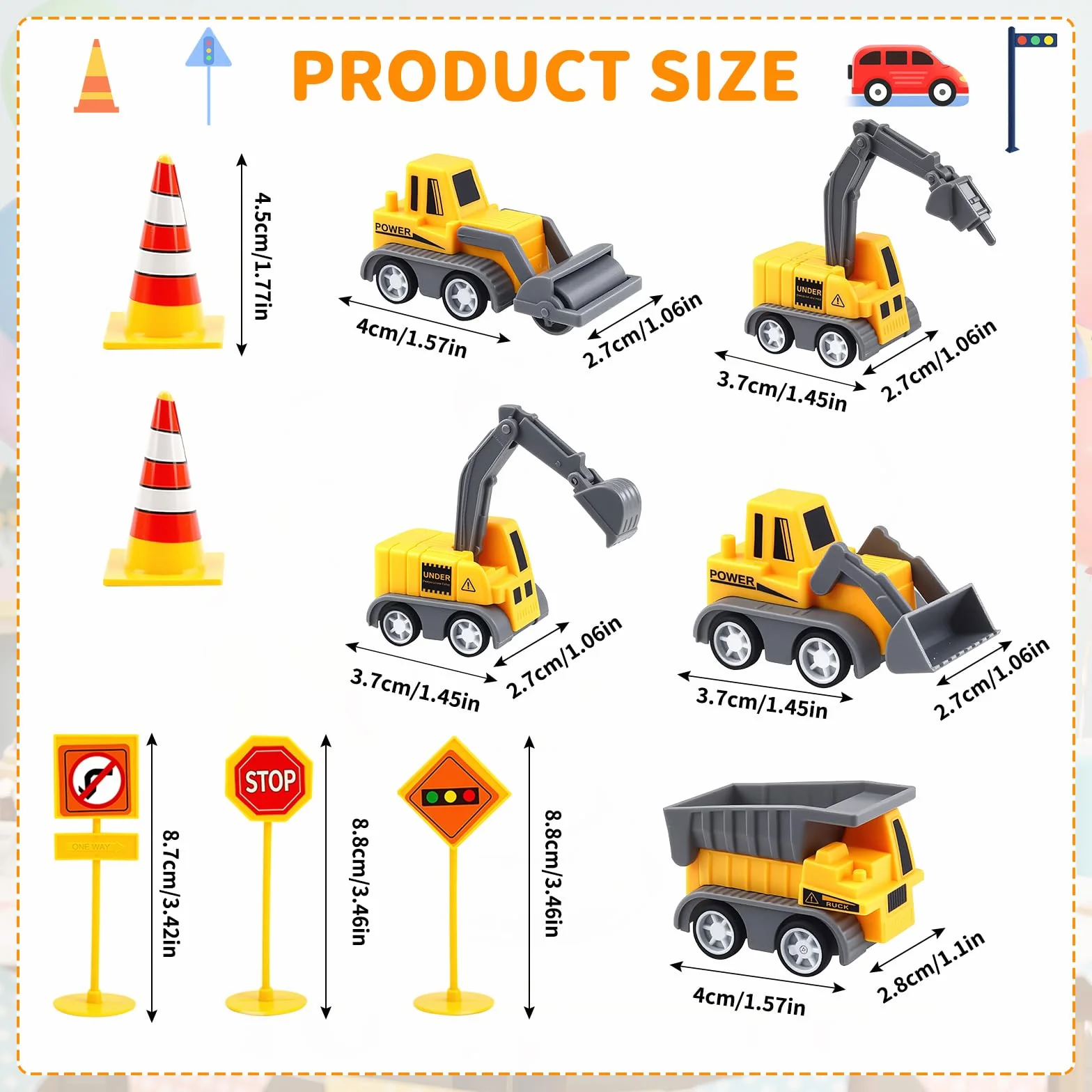 10 Piezas Excavadora Decoración para Tarta, Decoración de Cumpleaños con Excavadoras, Juguetes con Excavadoras para Cumpleaños de Niños y Niñas de 2, 3, 4 y 5 Años
