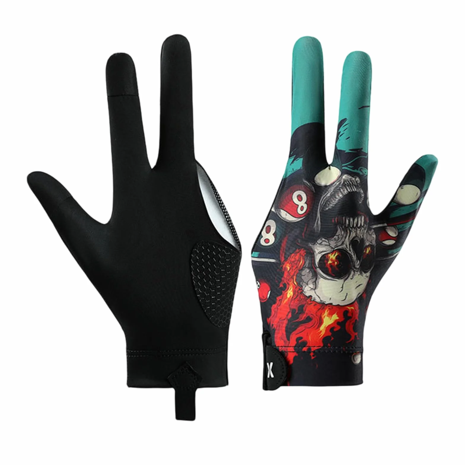 Guante de Billar Profesional para Zurdos con Diseño de Calavera, Transpirable, Antideslizante