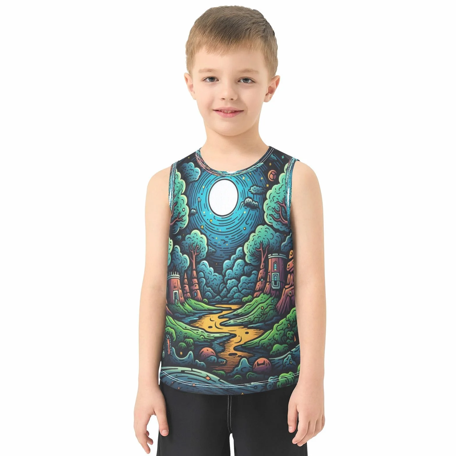 Camisetas Sin Mangas Tank Top Niños Divertido Bosque Verde Deportivas