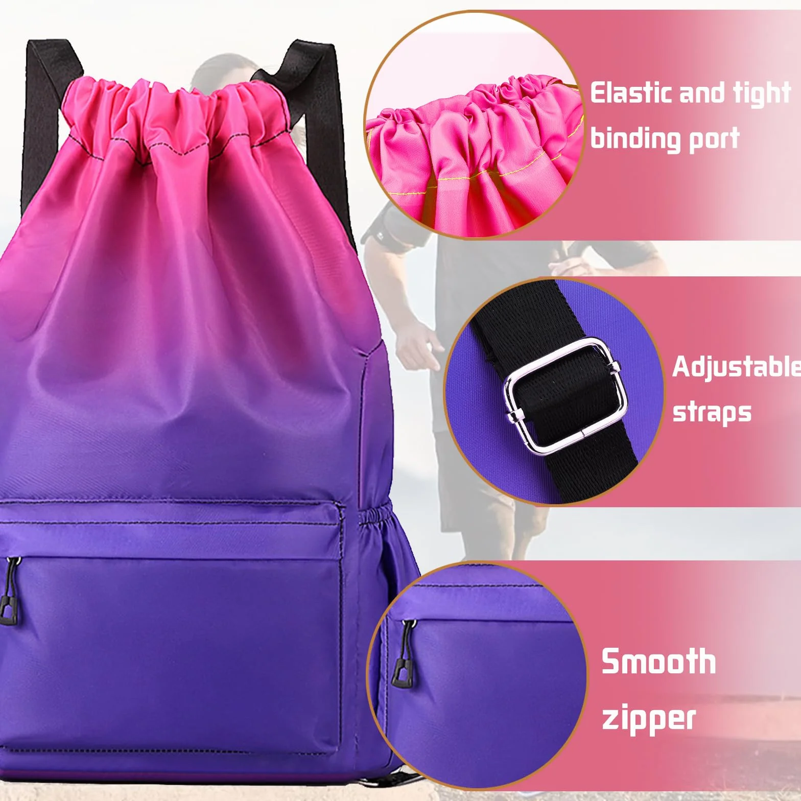 Mochila Cuerdas Impermeable Gran Capacidad para Mujer Hombre Yoga Deporte Viaje