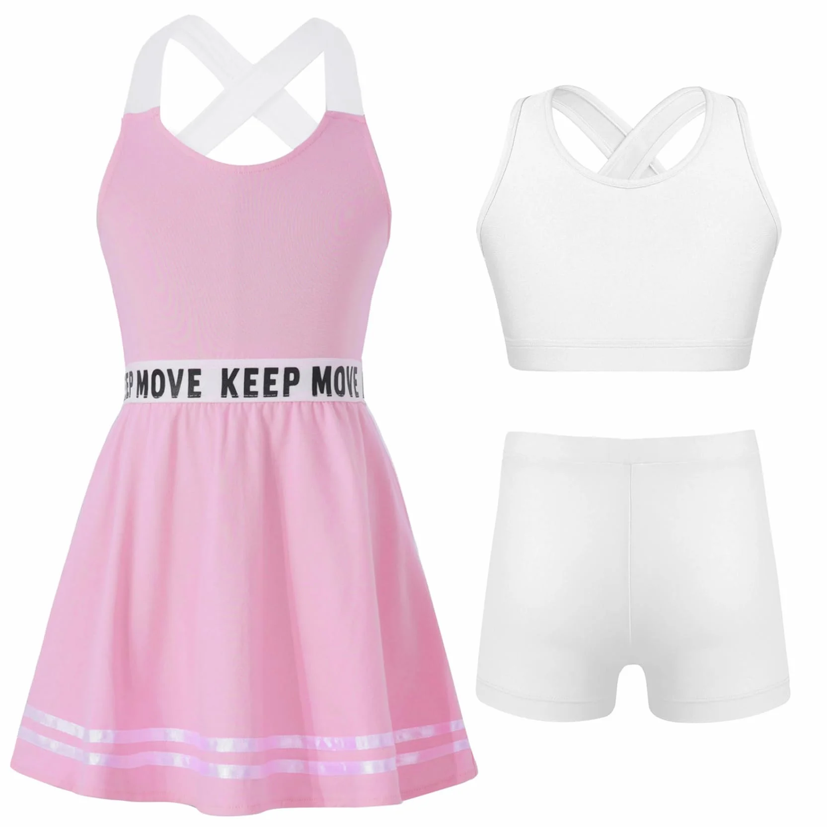 Vestido de tenis para niña con camisetas de tirantes y pantalones cortos, traje deportivo