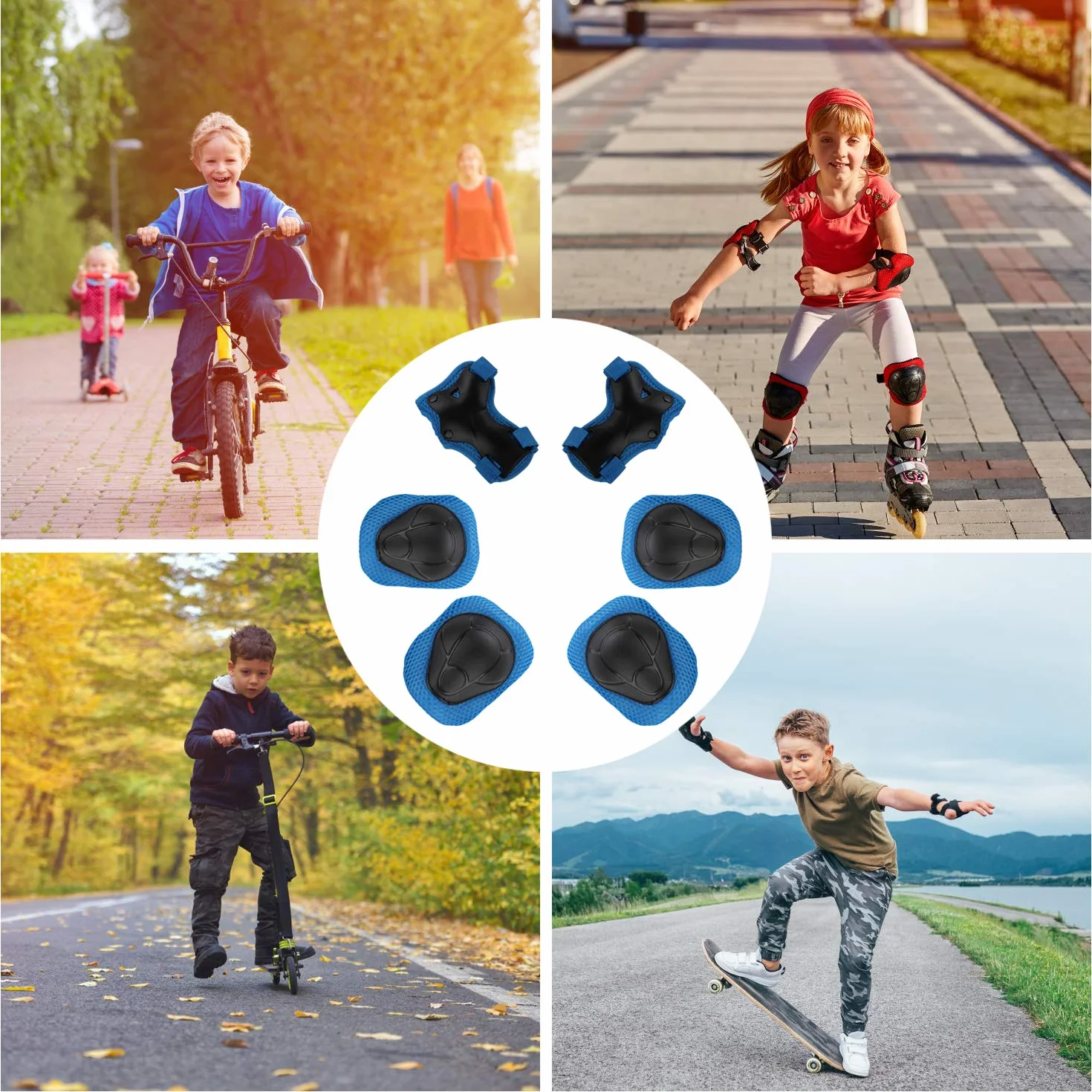 Protecciones Patinaje Infantil Rodilleras Coderas Muñequeras para Bicicleta Patinaje Ciclismo Monopatín