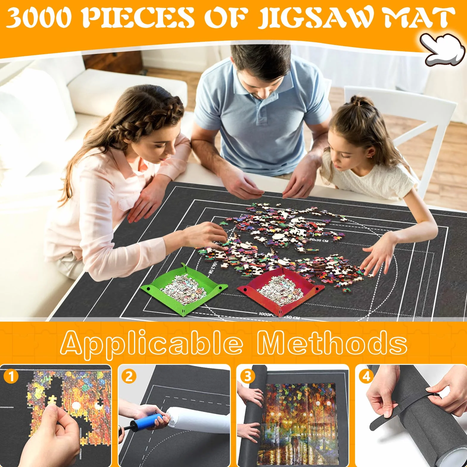 Estera de Rompecabezas Portátil, Tapete Puzzle para 1000 1500 2000 3000 Piezas, Fieltro Puzzle Mat Roll Up