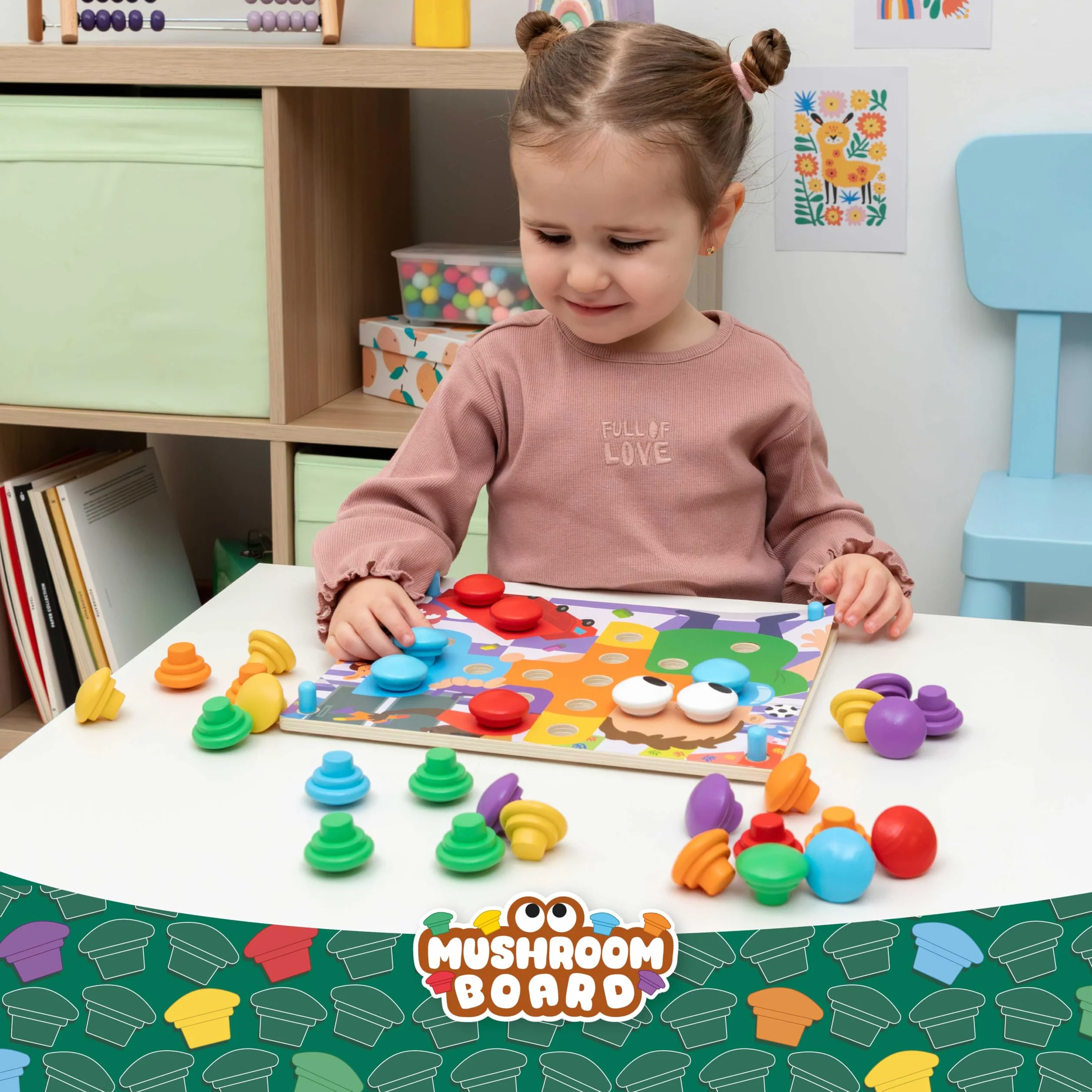 BONNYCO Puzzle Madera 50 Plantillas 32 Botones Mosaico Infantil Motricidad Fina Rompecabezas Juguetes Niños 2 Años Juegos Educativos Montessori