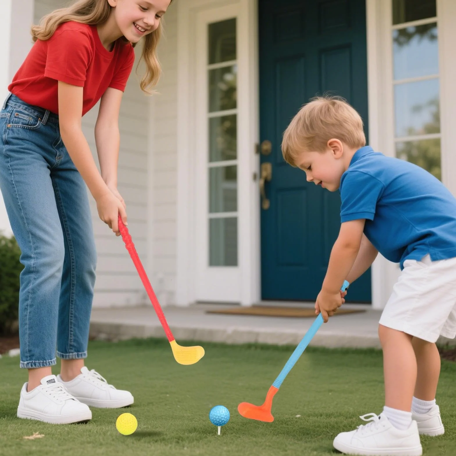 Palos de Golf para niños pequeños, Juego de Golf con Palos y Pelotas, Juego de de plás-Tico, Juguetes de, Juguetes Deportivos para niños y niñas en Interiores y Exteriores