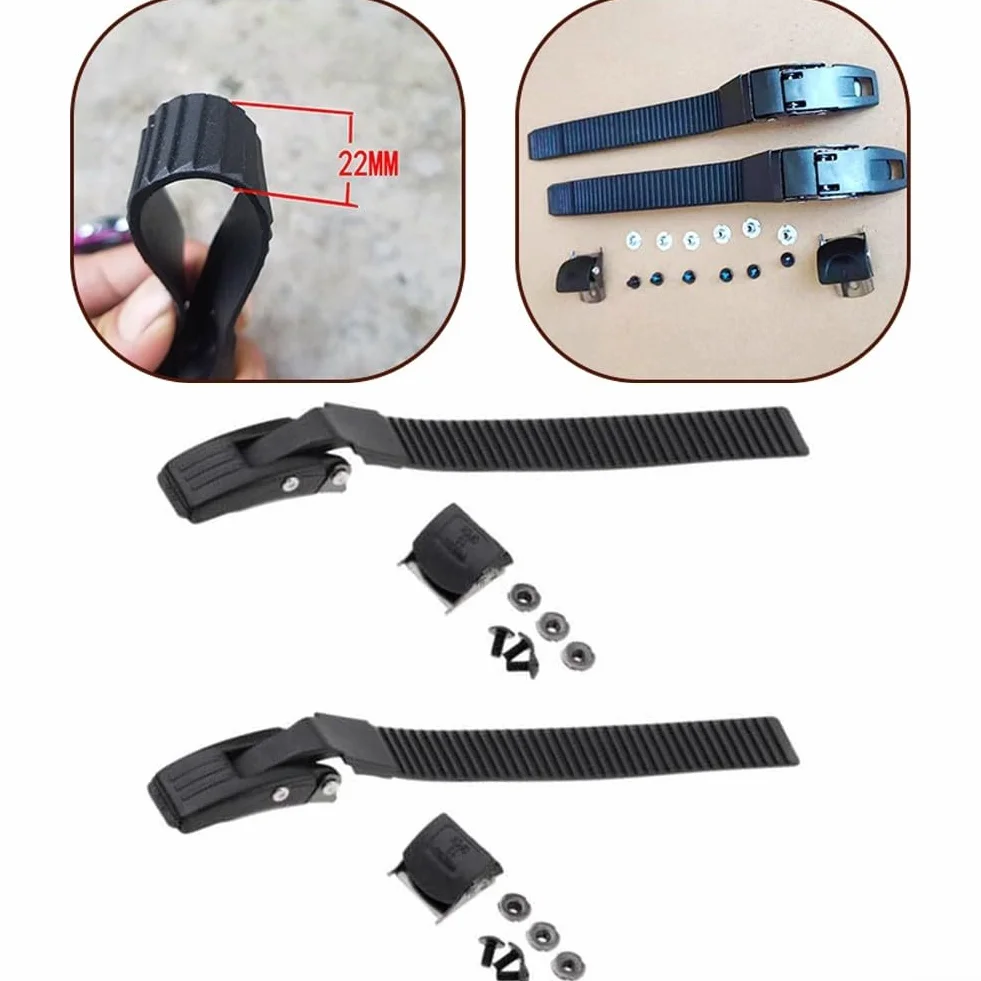 Juego de hebillas de correa de patinaje en línea, PP con tornillos, tuercas, repuesto para patines, negro, 2 paquetes