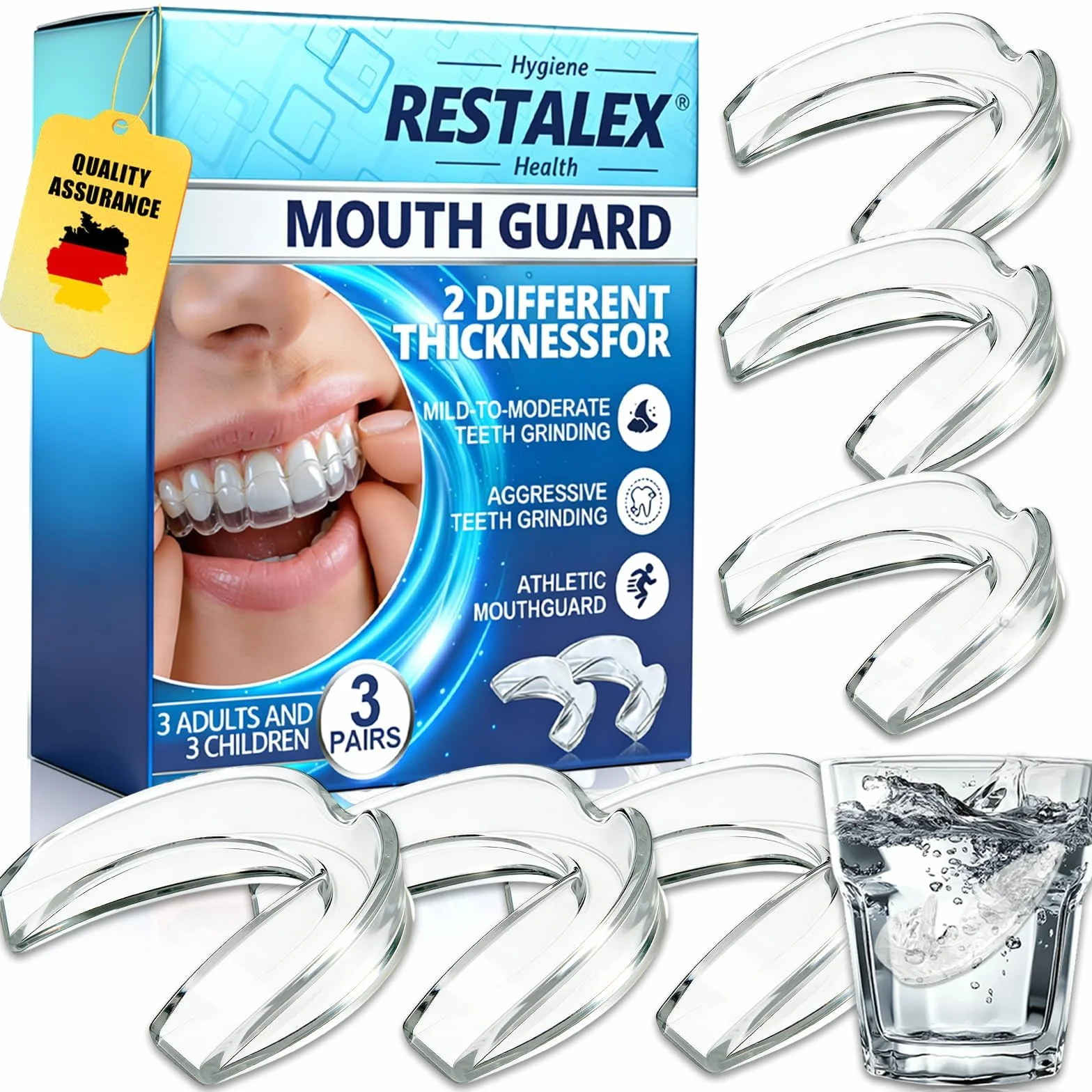 Protector Bucal Para Dormir Bruxismo, Férulas Descarga 2 Tamaños, Kit Dental Reutilizable