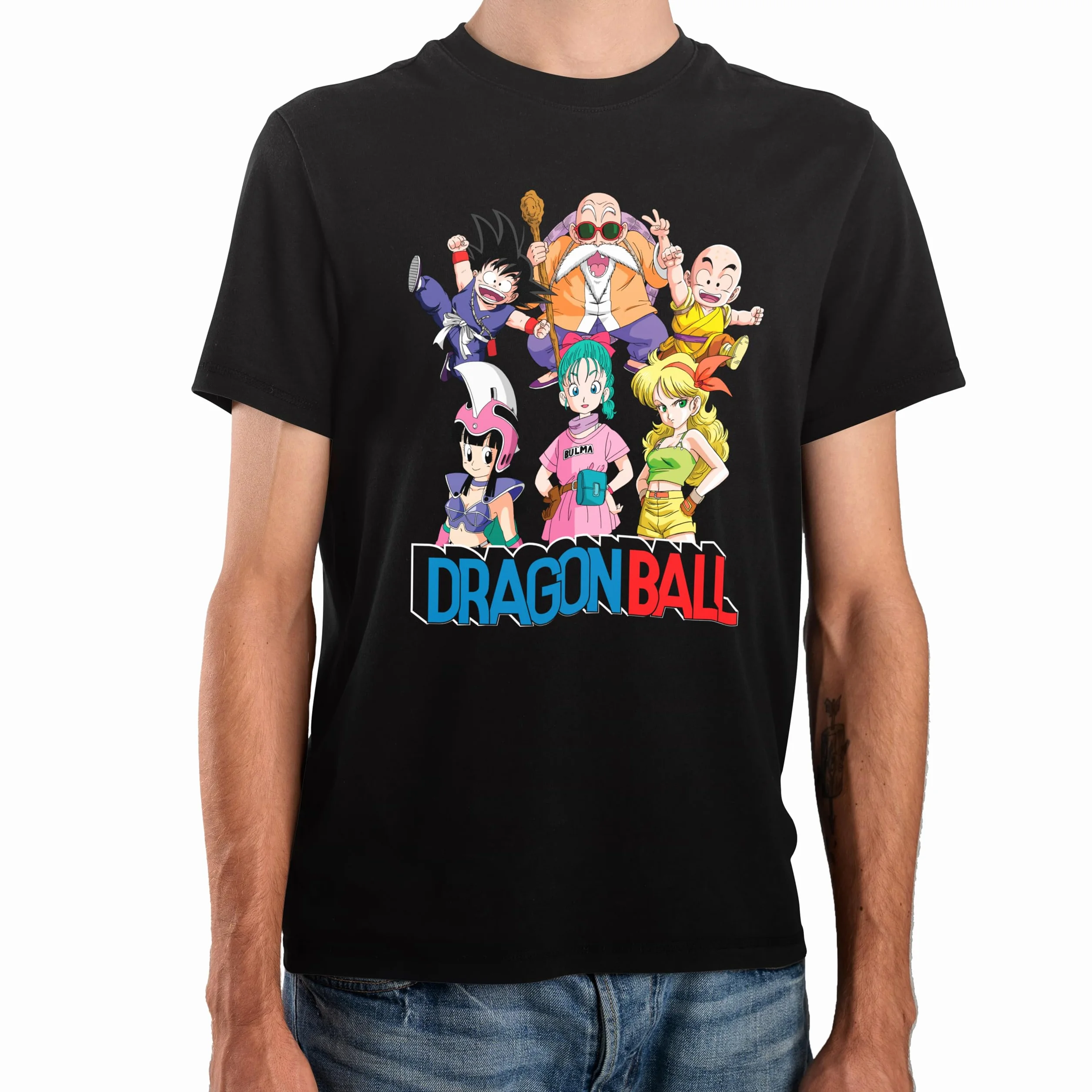 Dragon Ball Goku Krillin Bulma Chichi Kamesennin Black Short Sleeve T-Shirt Unisex Adulto
