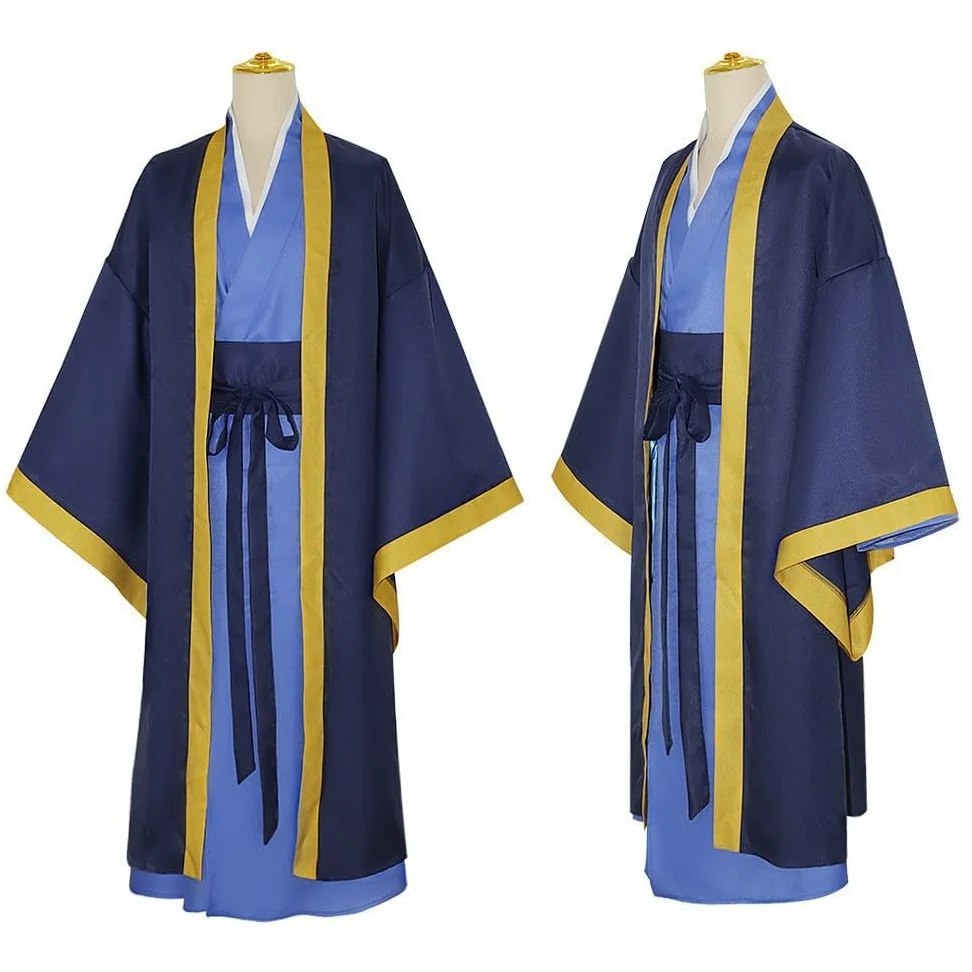 Disfraz de anime Jinshi de talla americana, traje de fiesta azul para hombre