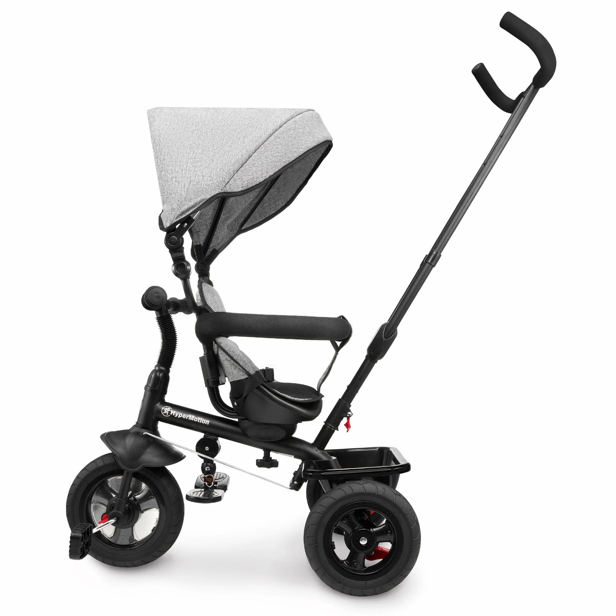HyperMotion Triciclo Infantil con Manillar para Padres - Bici Bebé 1 Año Evolutiva hasta 20kg - Modelo Similar Kinderkraft con Barra de Empuje - Saltador Bebe Gris