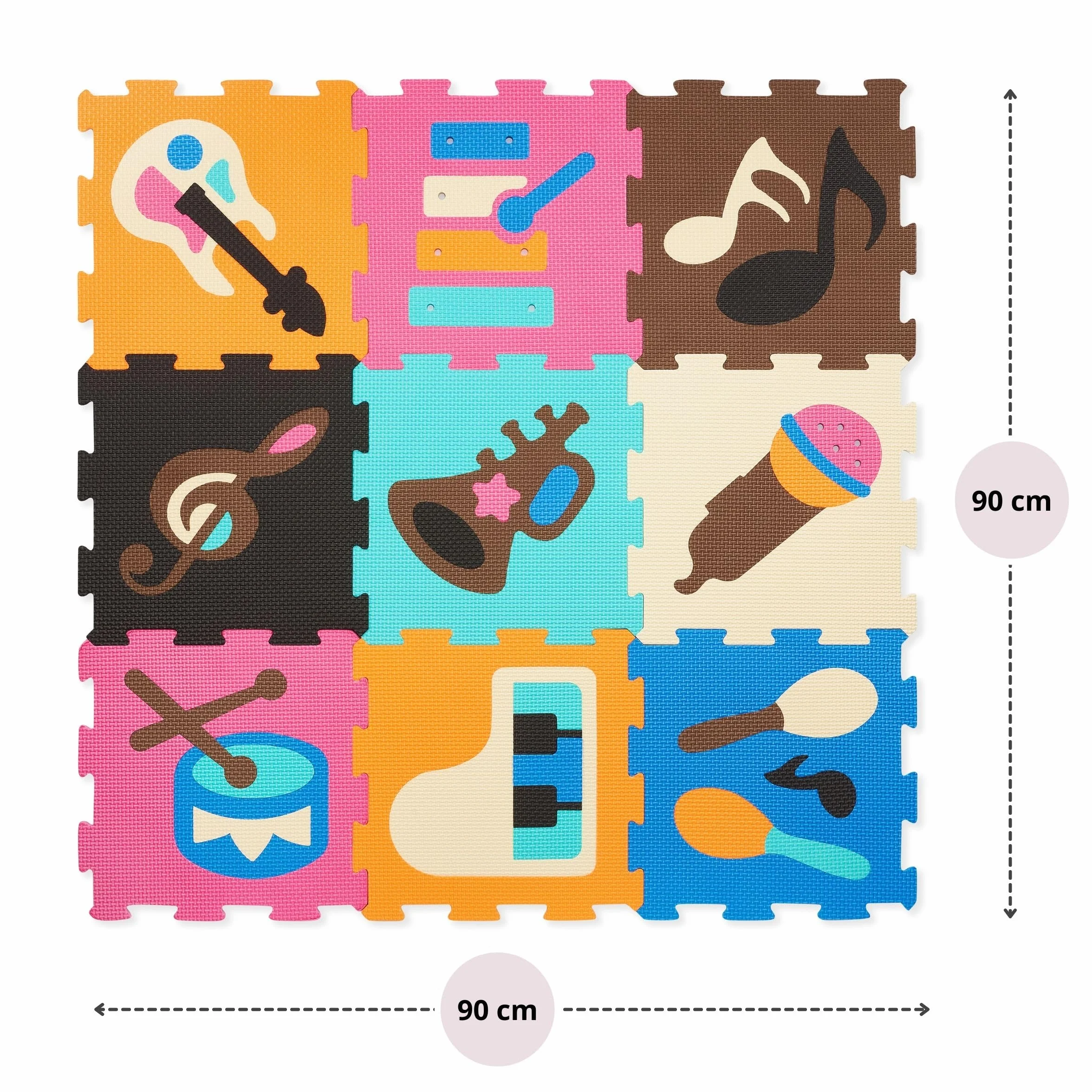Moby-System Alfombra con rompecabezas para bebés, 90 cm x 90 cm x 1 cm, alfombra de juego, inodora, grande, para niños y niñas, sin sustancias nocivas