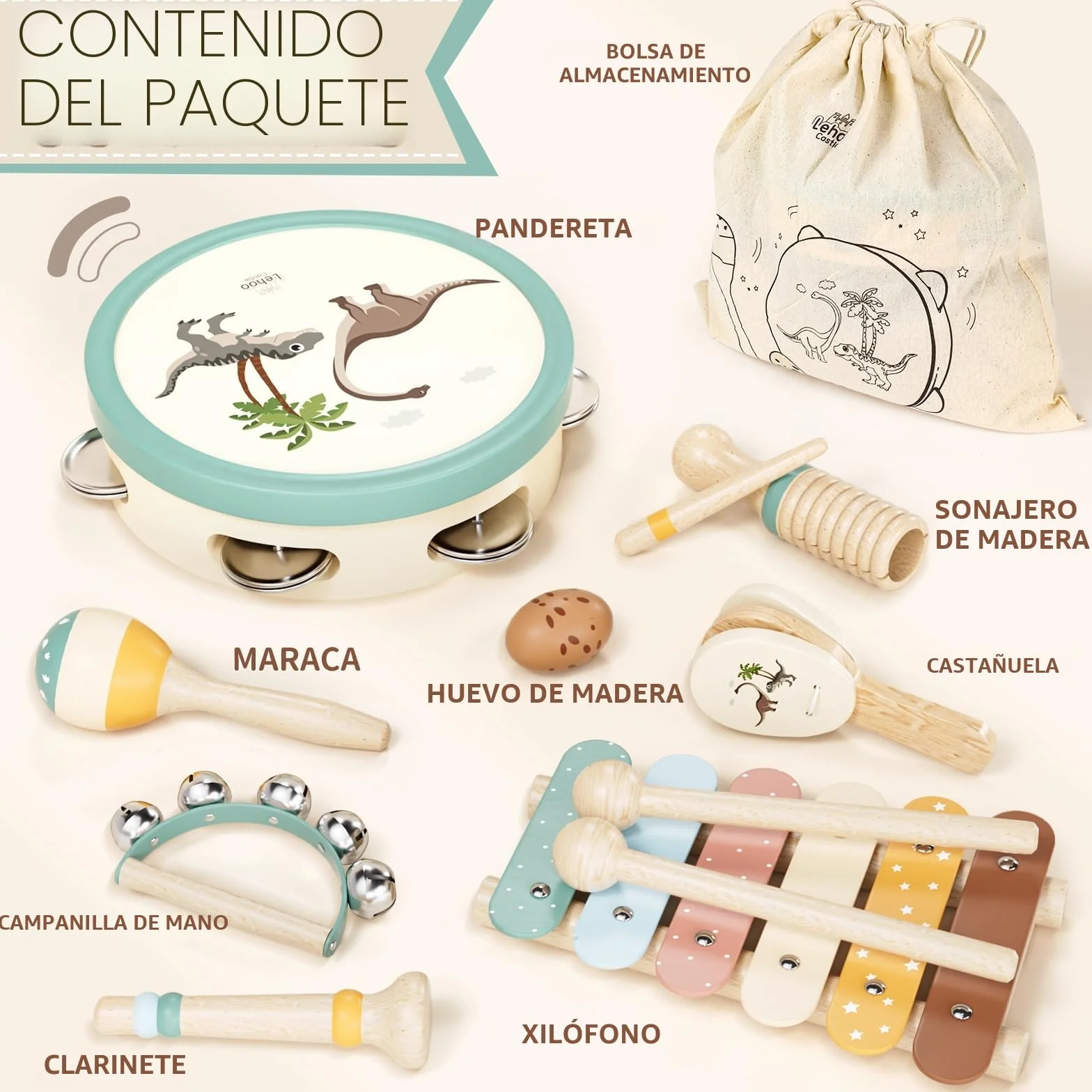 Lehoo Castle Juguetes Niños Instrumentos Musicales Juguetes Madera para Bebes Xilófono Tambor Juguetes Montessori Educación Regalos Niños Niña 1 2 3 Años