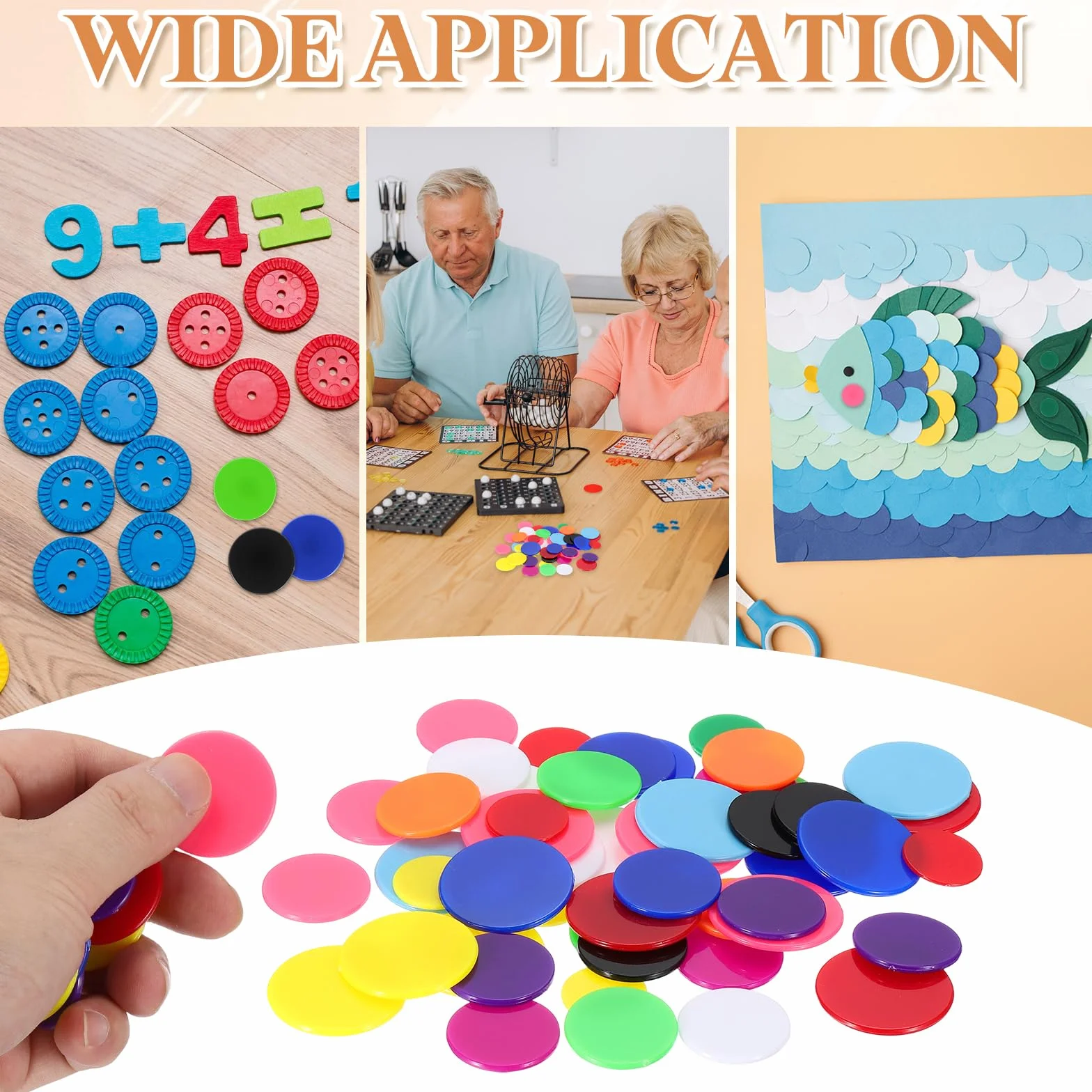 QUARKZMAN 120Pcs Fichas De Póker De 1 Pulgada, Fichas De Bingo De Plástico Contadores De Aprendizaje Discos De Conteo Marcadores Fichas De Juego Opacas, Naranja, Planas