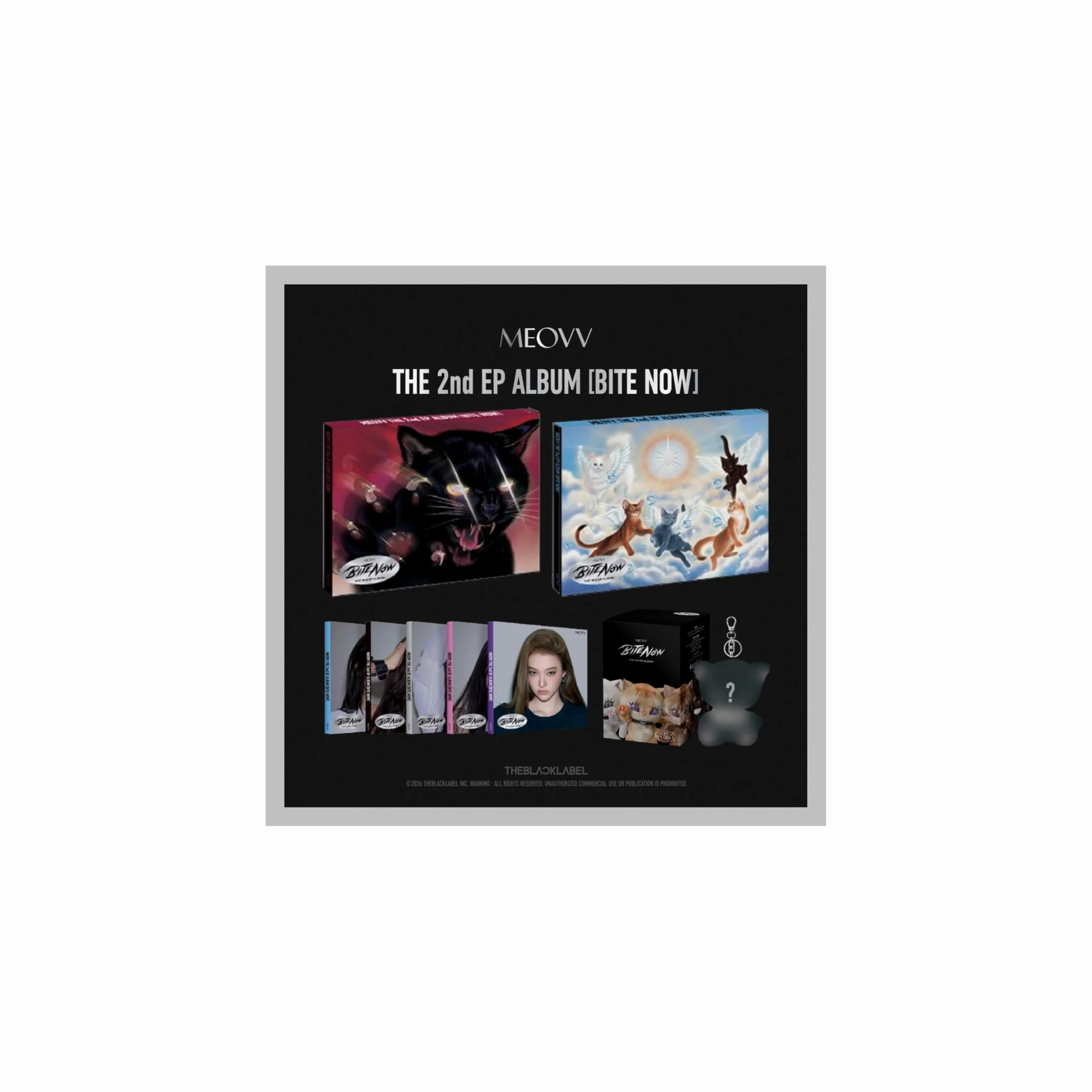 (Juego completo: 2 fotolibros + 5 MEOVV + 1 llavero) MEOVV BITE NOW 2.º EP Álbum con seguimiento MEOW