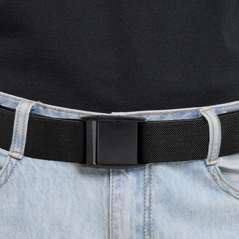 Cinturón de tela universal para niños, ajustable sin metal, negro, talla única