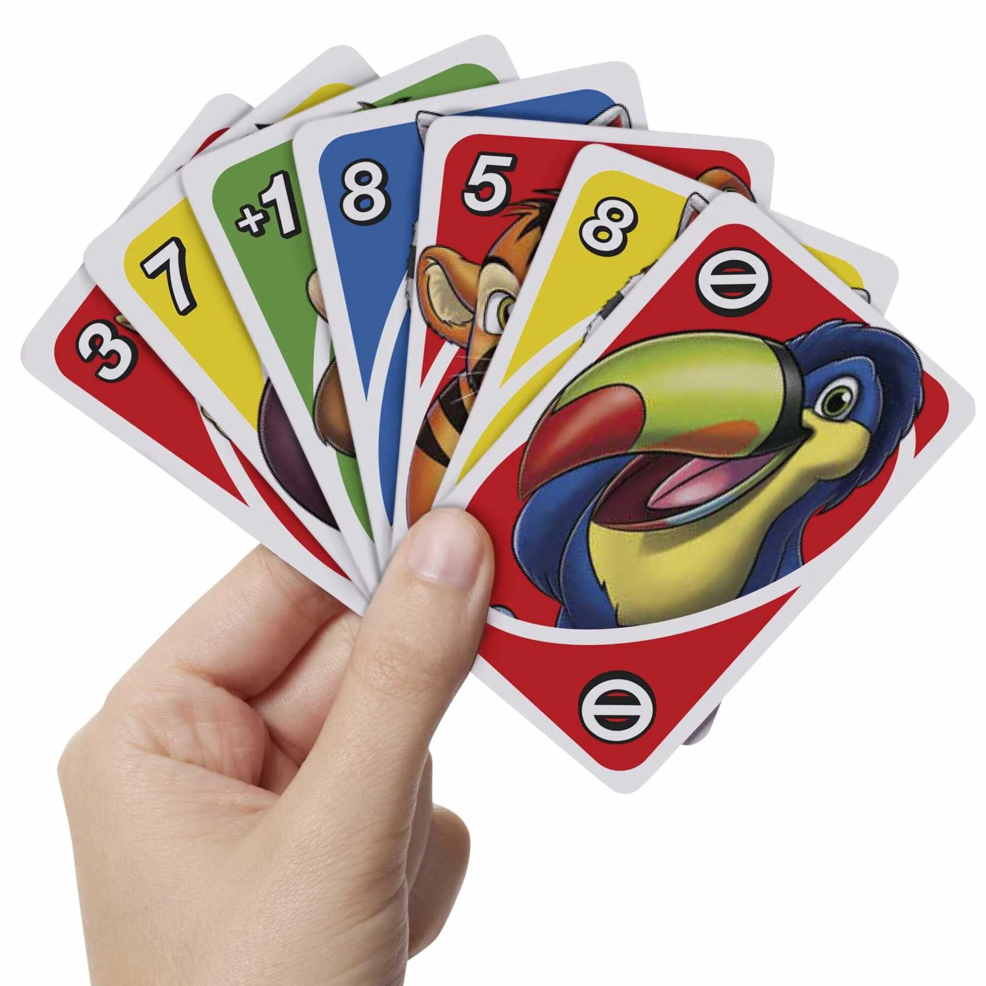 Mattel Games, Juego de Cartas UNO Junior, Juego de Mesa para niños con Dibujos de Animales (Mattel GKF04)