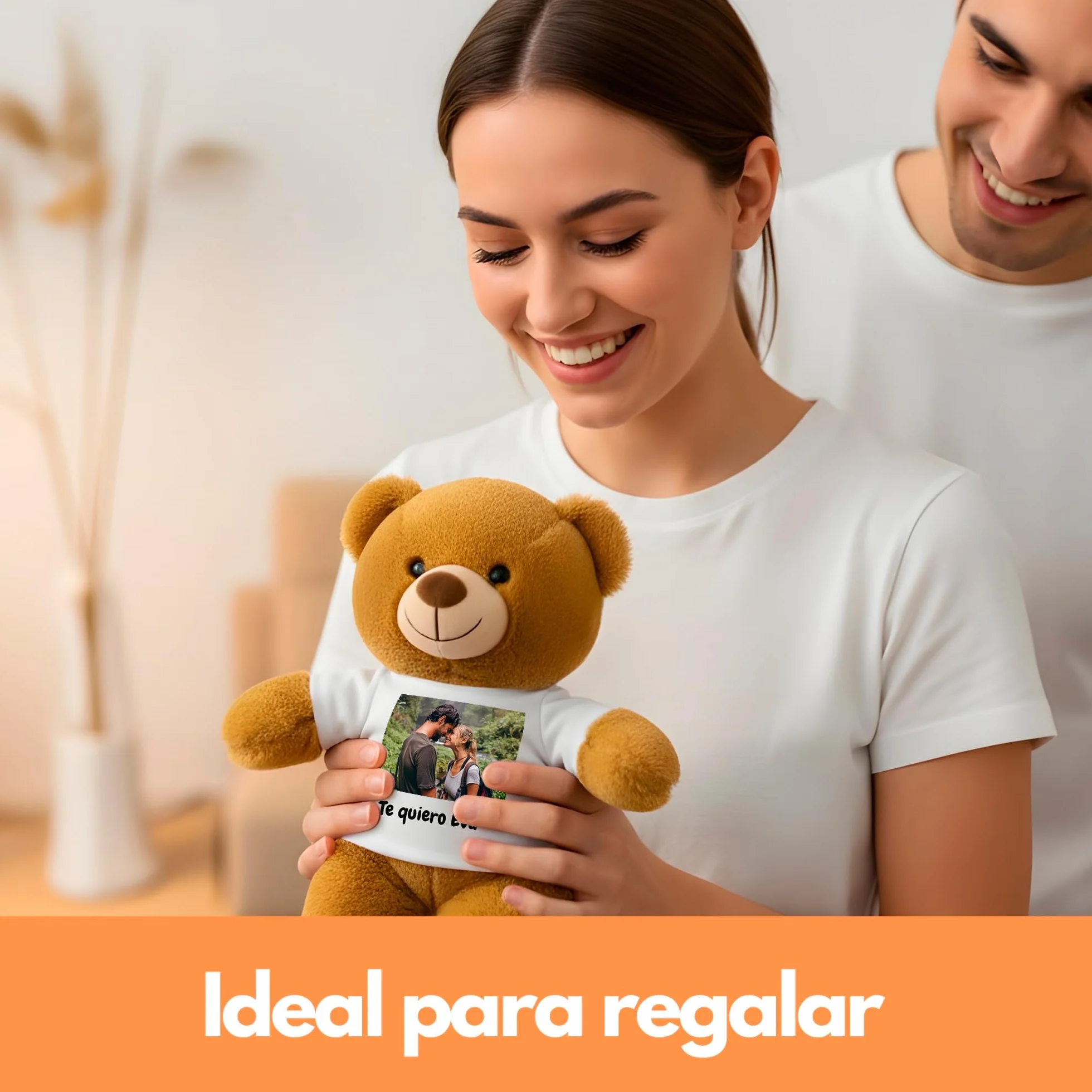 Peluche Personalizado con Foto en Cajita Decorada Regalo para Mujer y Hombre MARRÓN