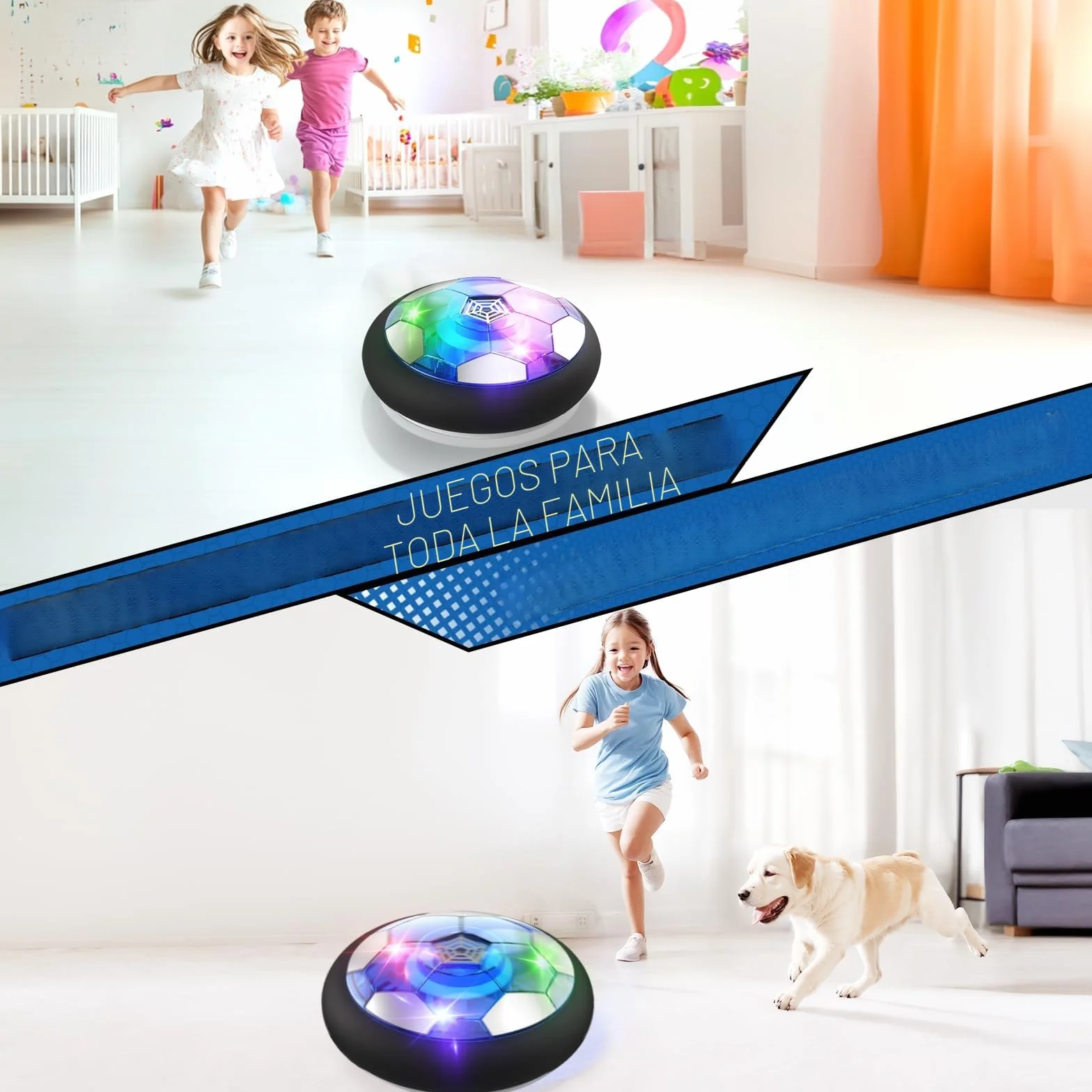 Buoeuik Balón Fútbol Flotante, Air Power Football Regalo Niño 3 4 5 6 7 8 9 Años Pelotas de Futbol Recargable Juegos Interactivos Air Hockey Soccer con Luces LED Juguetes para Niños Niñas
