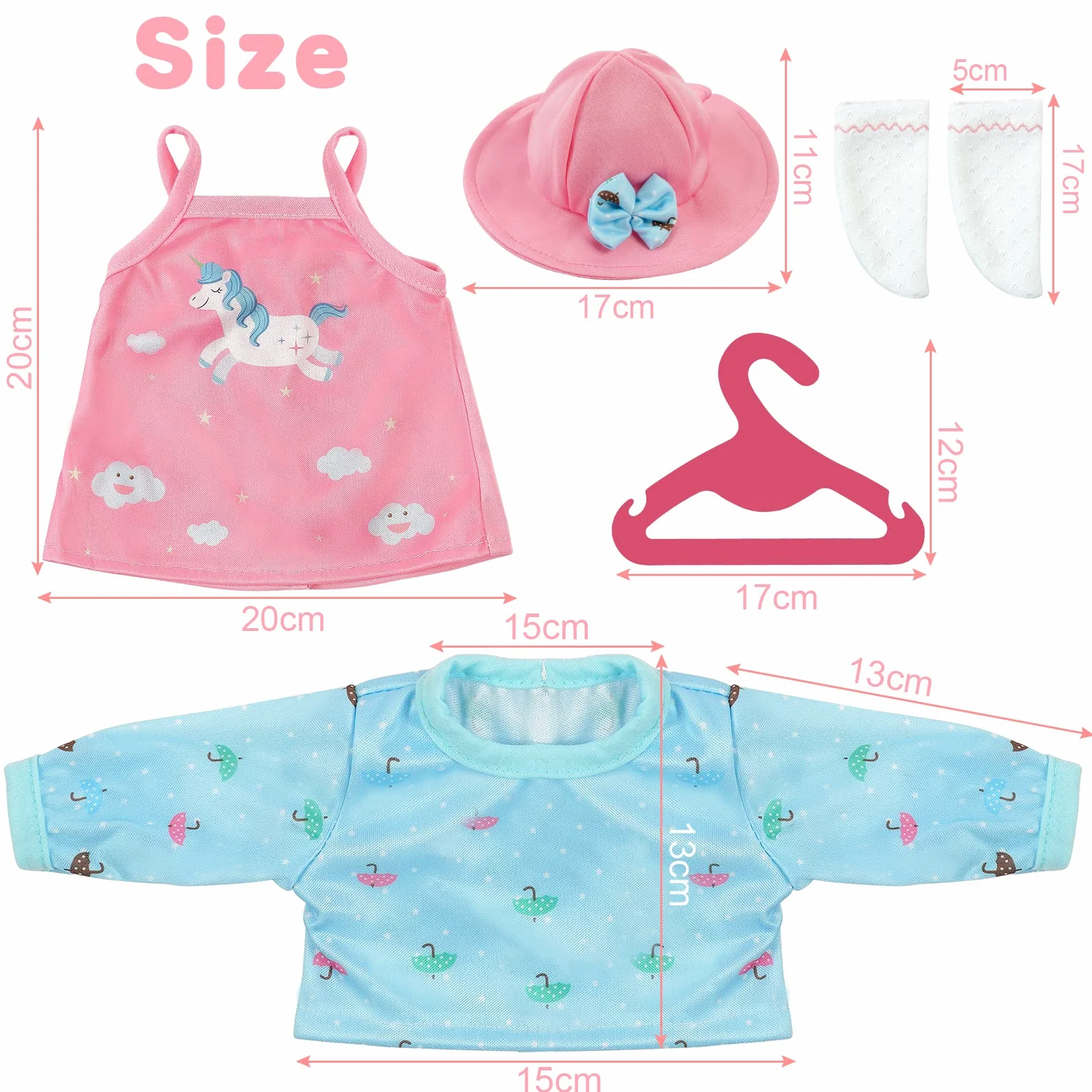 Aolso Ropa de Muñeca para Muñecas,Vestido para Muñecos Bebé de 35cm-45cm,Conjunto de Ropa de Muñeca con Sombrero,Juego de Disfraz de Muñeca para Niños y Niñas
