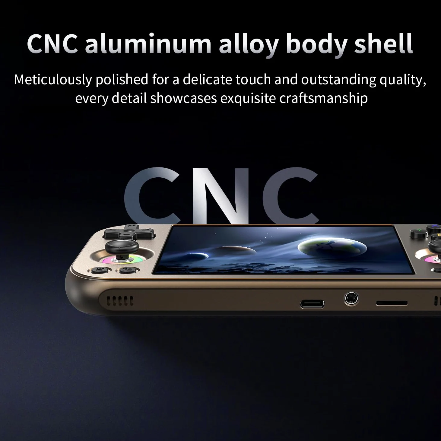 RG477M - Consola de juegos de mano retro, aleación de aluminio CNC, sistema Android 14 de 4.7 pulgadas, LTPS de 4.7 pulgadas, pantalla integrada, procesador 8300, compatible con WiFi 6E, Bluetooth 5.3
