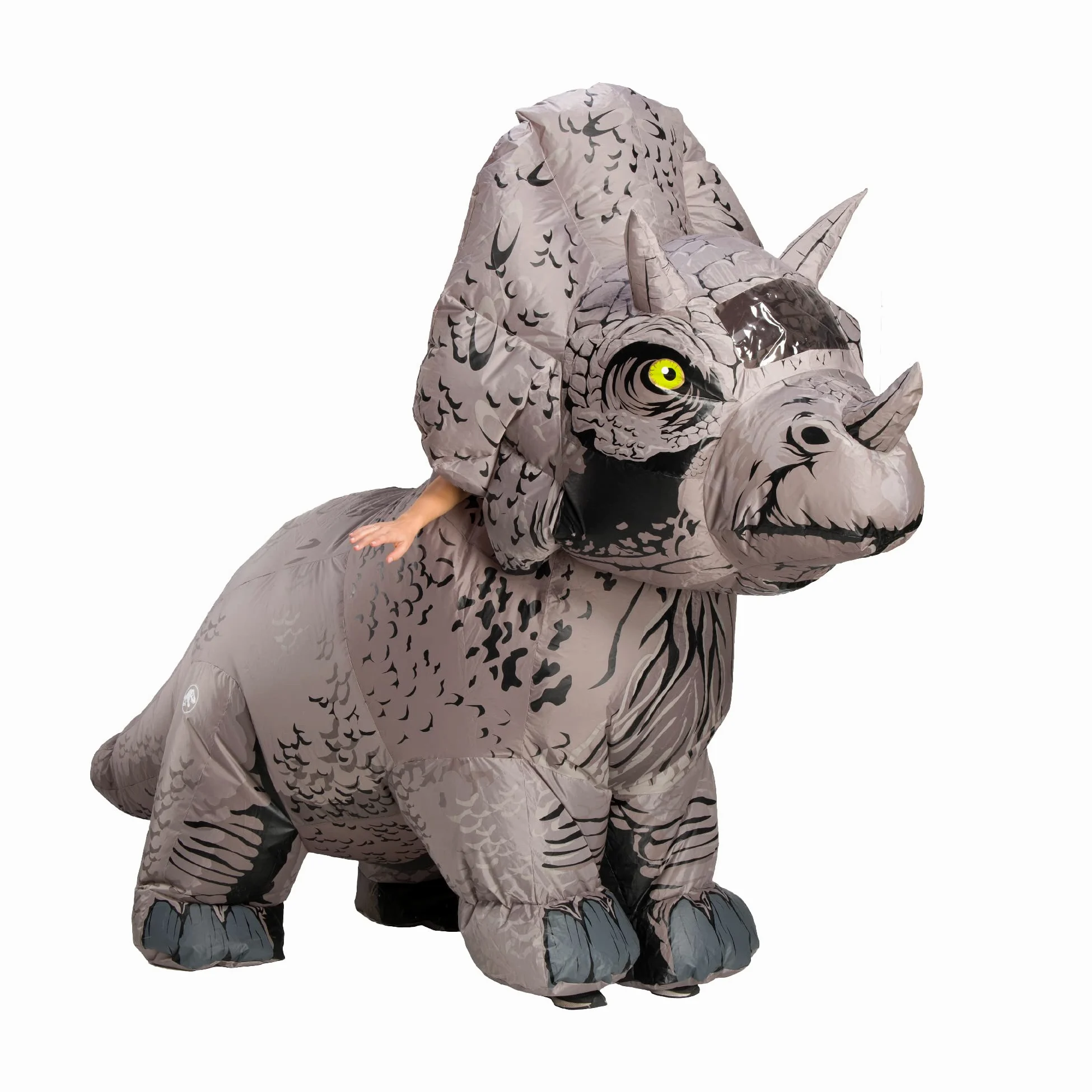 Rubies Disfraz oficial de dinosaurio inflable de Jurassic World Triceratops para adultos, talla única para Halloween