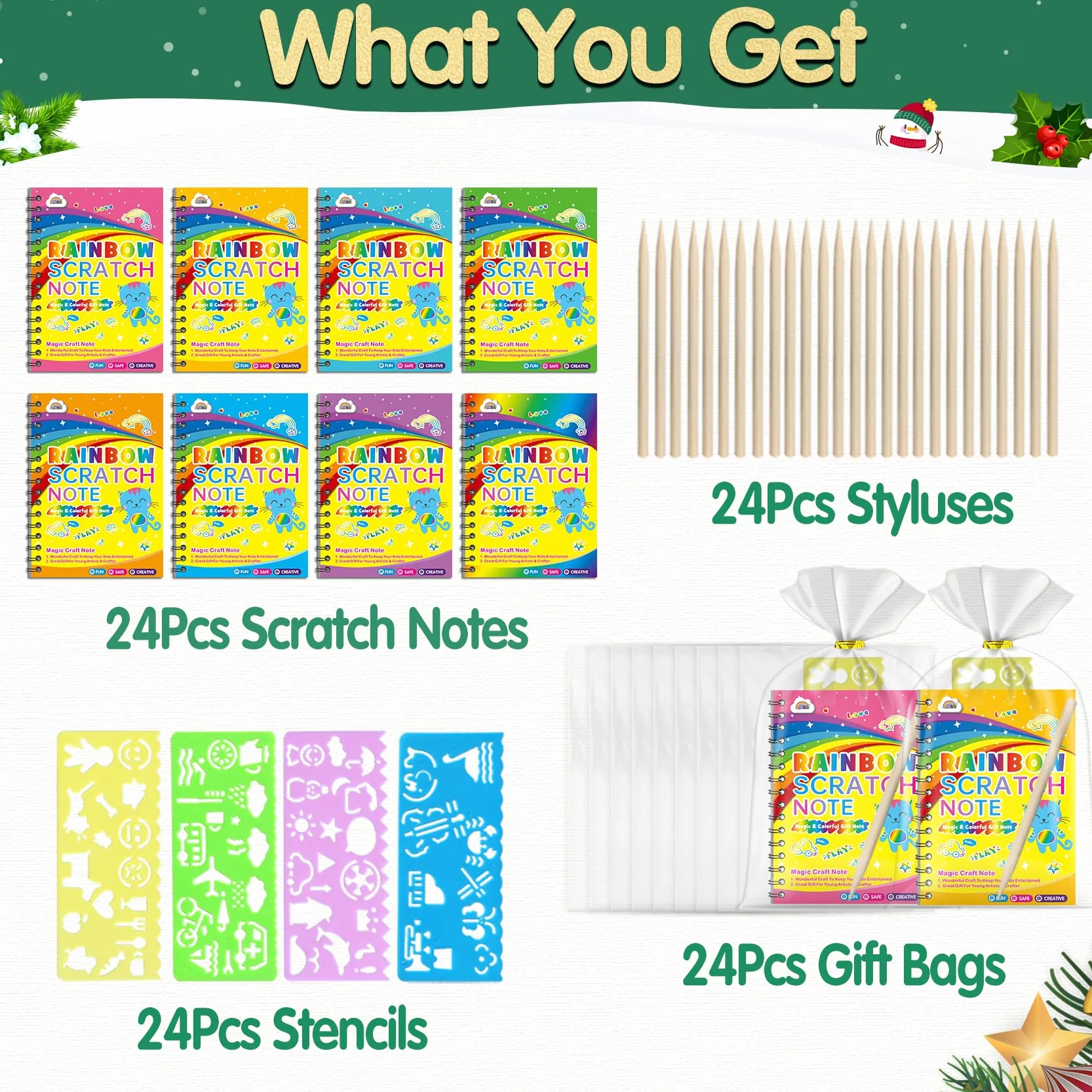 ZMLM 24 Libros Scratch Art Manualidades Kit con Plantilla y Lápiz de Madera, Regalos Cumpleaños Niños 3 a 12 Años