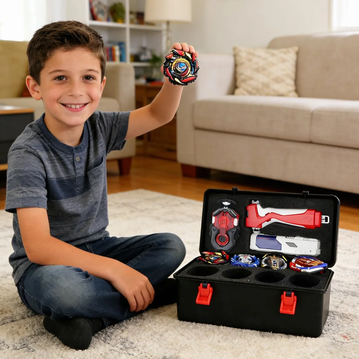 Gyro Organizer Aufbewahrungsbox mit Griff leichter Kunststoff Battling Top Aufbewahrungskoffer für Separates Fächer-Design schützt Zubehör tragbare Spielzeugbox für Reisen und