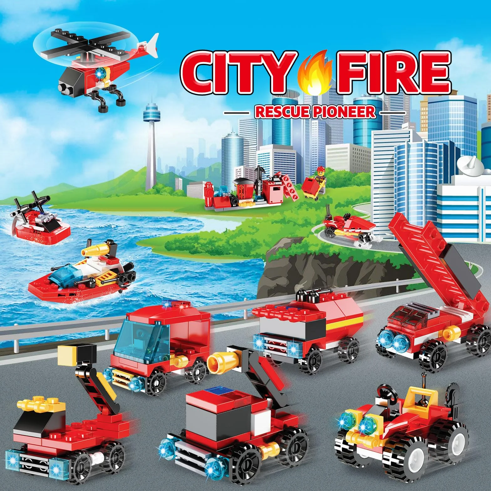 Calendario Adviento Niños 24 piezas Bloques de construcción de camiones de bomberos e ingeniería Juguetes para niños Calendario de Adviento 24 días Regalos para Niñas