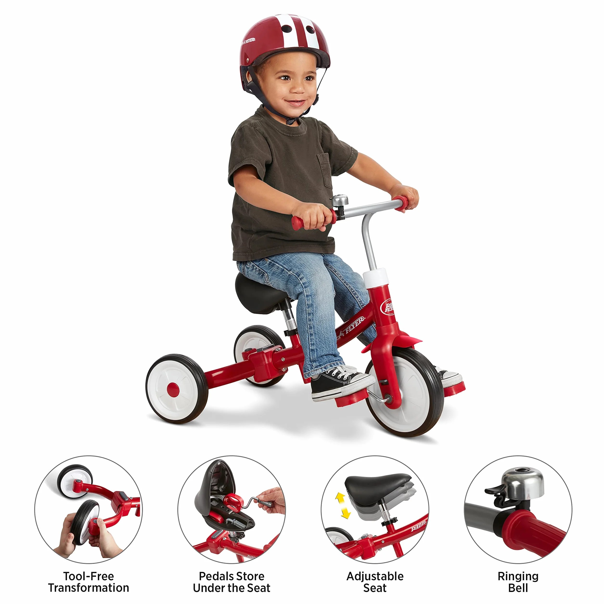 Radio Flyer Triple Play Triciclo, Triciclo Rojo para niños pequeños, Bicicleta de Equilibrio y Bicicleta para pedalear para Edades de 1 a 3 años