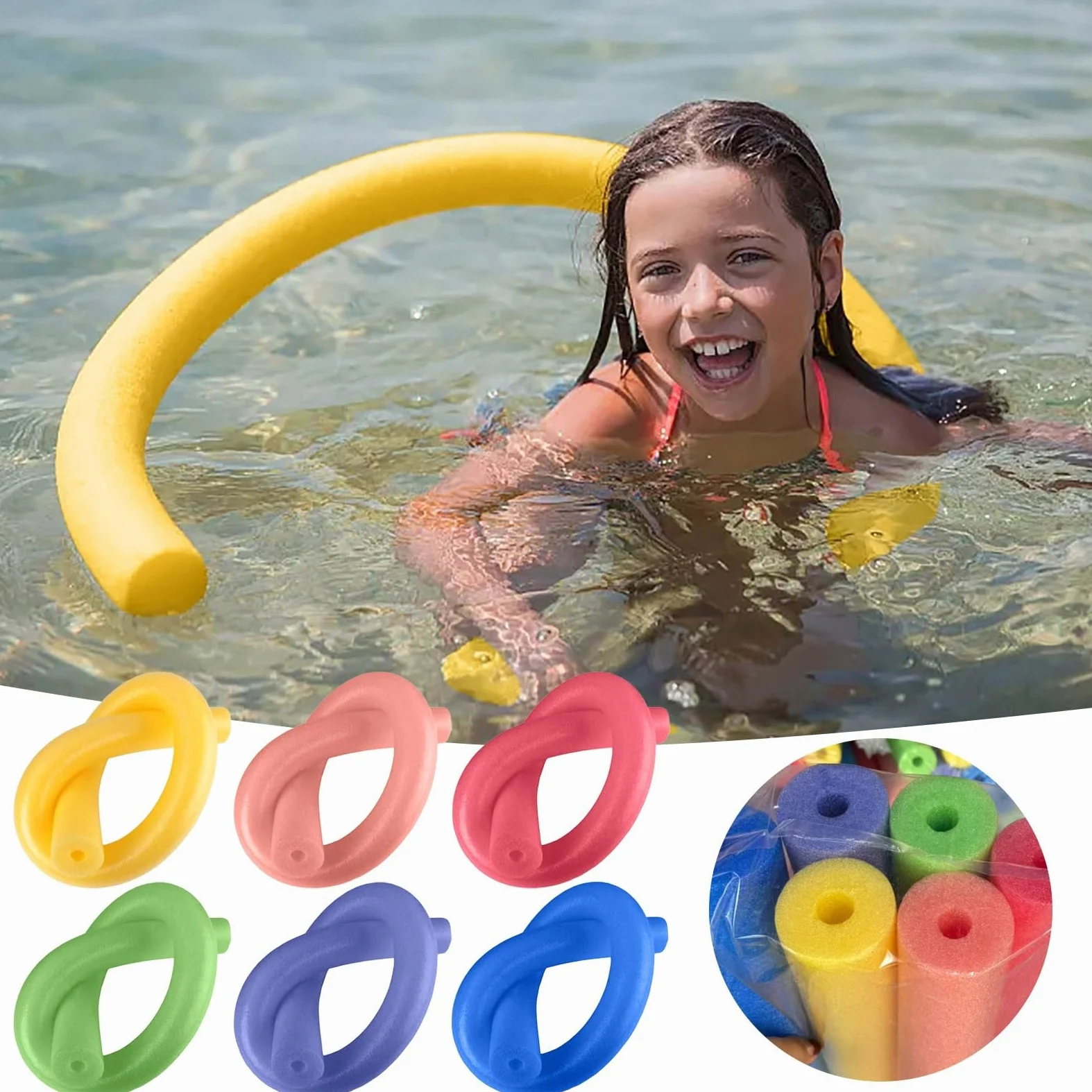 Juego de 2 fideos para piscina, ayuda para natación, aeróbicos acuáticos, fideos de ejercicio, ayuda de flotación vertical, varillas de espuma flexibles, suaves y duraderas, soporte para niños y