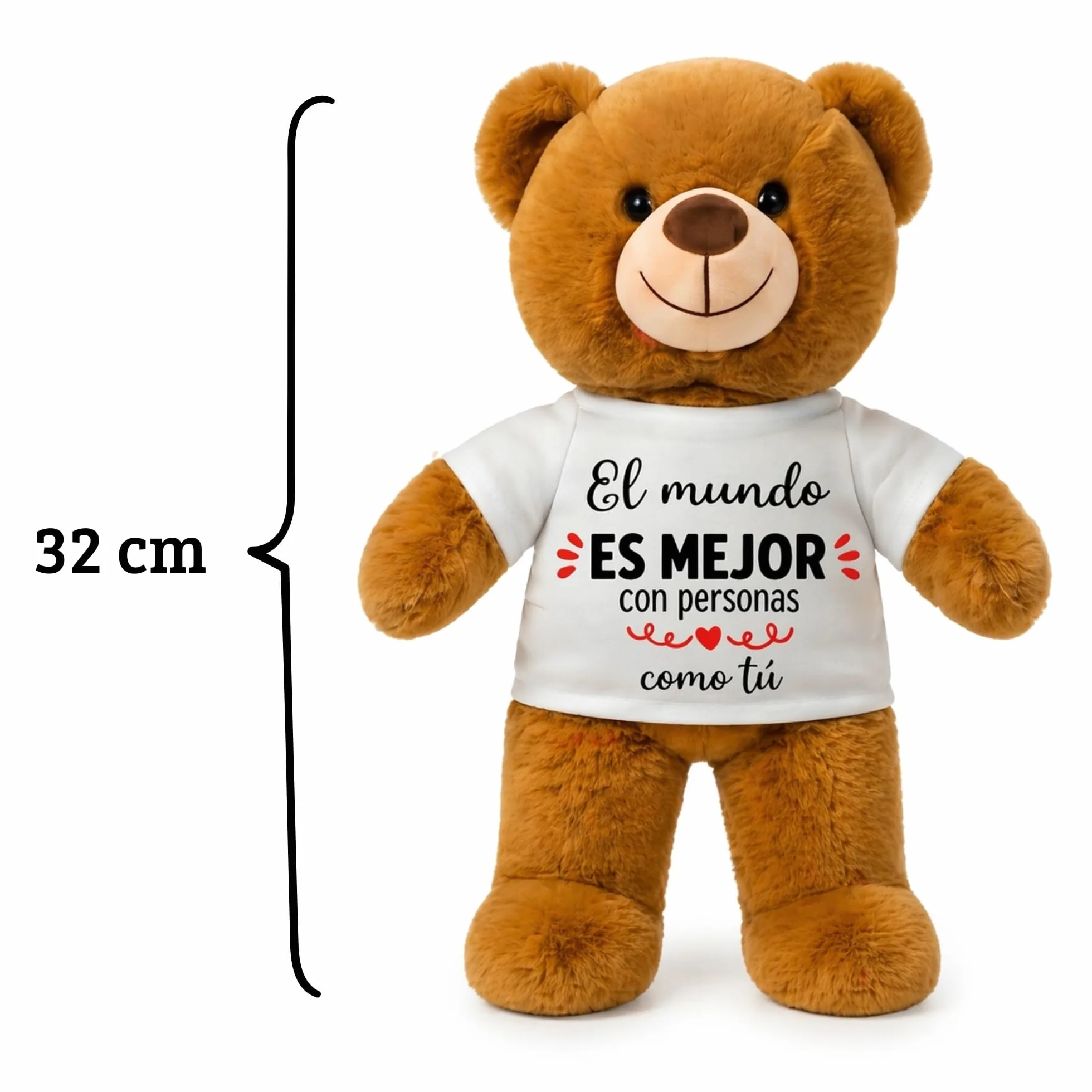 Peluchilandia Regalos Originales para Mujer y Amigas - Osito de Peluche con Mensaje Emotivo en Caja Regalo - Detalle para Cumpleaños, Enamorados o Día de la Madre (MARRÓN)