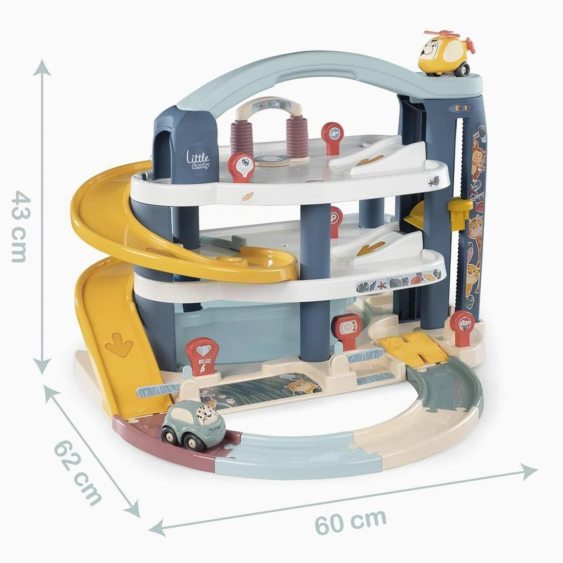 Little Smoby Garaje Grande 3 Niveles, Coche y helicopteros incluidos (7600140203)