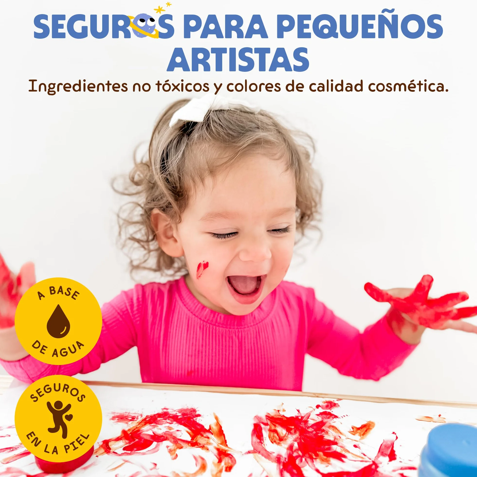 Honeysticks Pintura de Dedos para Niños y Bebés No Tóxica – Pinturas para Bebés y Niños de 1 a 5 Años a Base de Agua en 6 Colores Vivos - Seguras y Lavables de la Piel – Ecológica