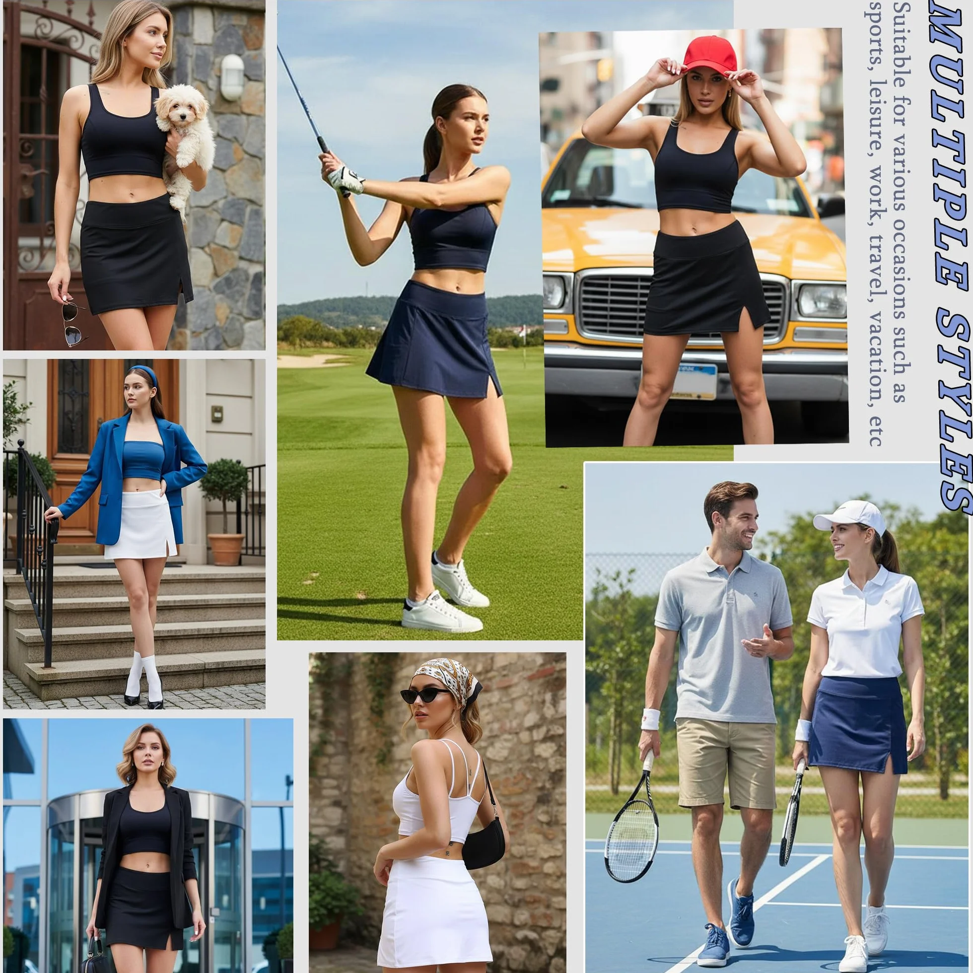Falda Pantalón Deportiva Mujer Cintura Alta Faldas Tenis Bolsillos Corta Verano Golf Correr