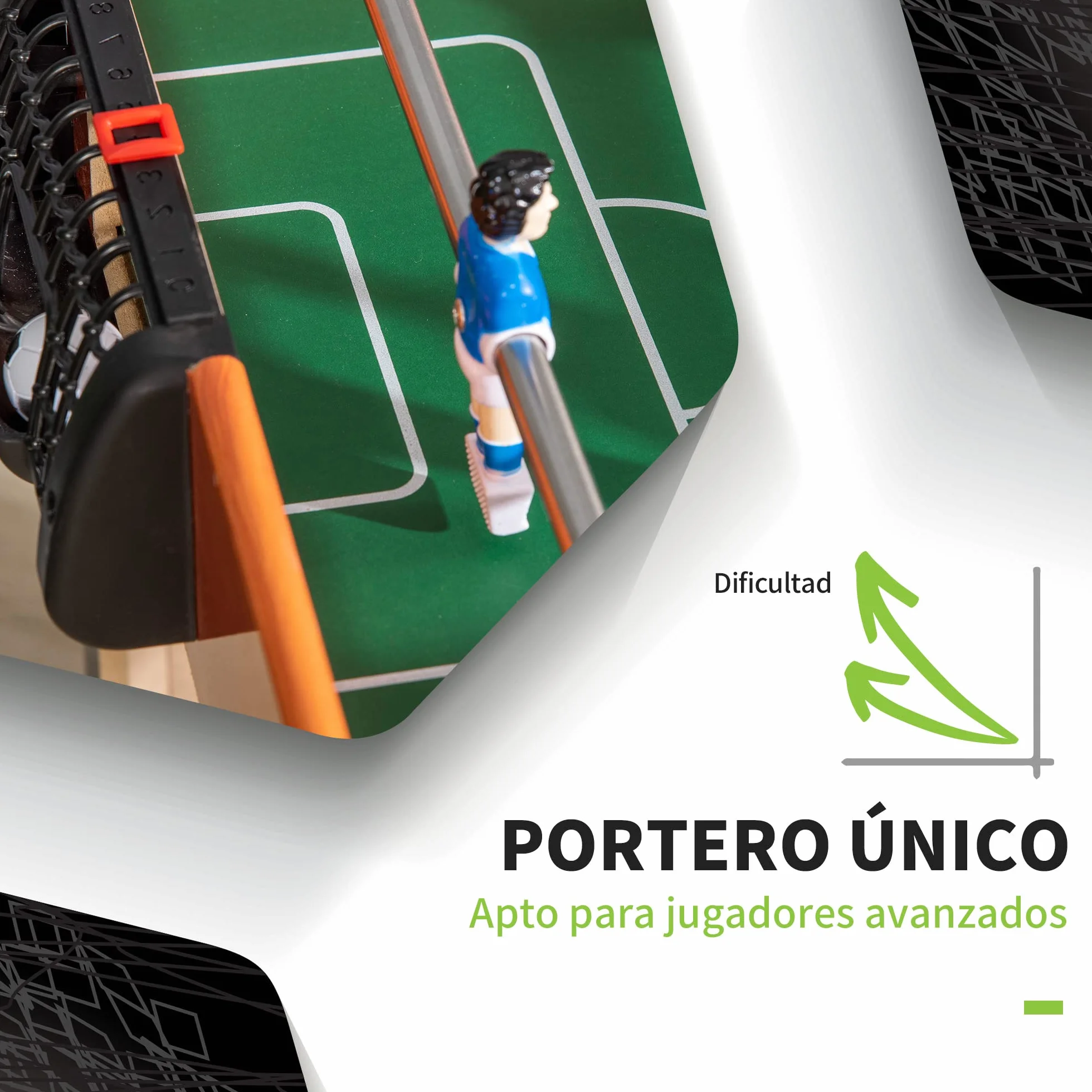 HOMCOM Futbolín para Niños de 7+ Años Futbolín Infantil de Madera 118x104x69 cm con 2 Bolas 8 Asas 2 Marcadores 22 Jugadores para Familias Fiestas Negro