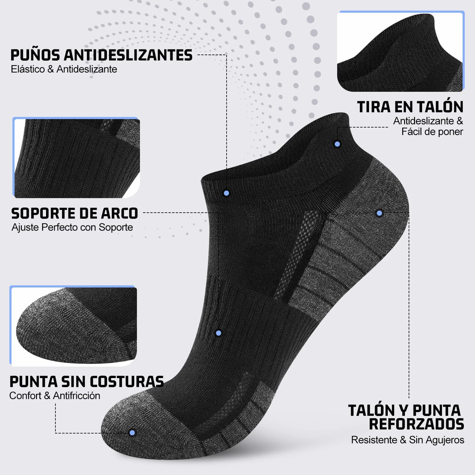 Calcetines Tobilleros Hombre Mujer, Calcetines Cortos Algodón Transpirables, 10/20 Pares