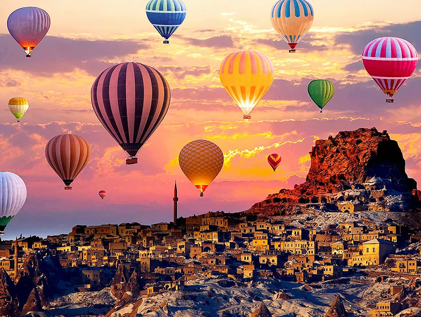 Vicloon Puzzles para Adultos, Puzzle de 1000 Piezas - Globo Aerostático Puzzle, Obra de Arte de Juego de Rompecabezas para Adultos, Rompecabezas de Piso de Impresión de Alta Definición Multicolor