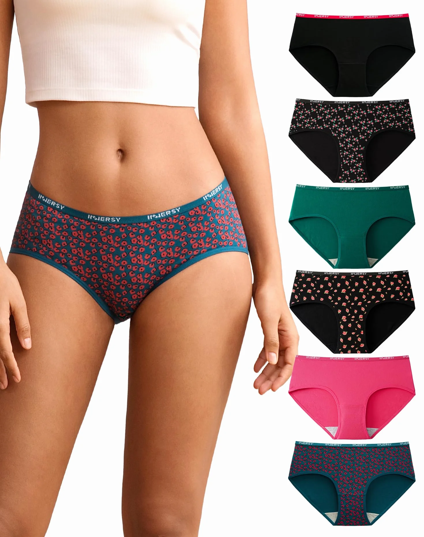 INNERSY Bragas Mujer Algodón Culotte Cintura Midi Pack de 6