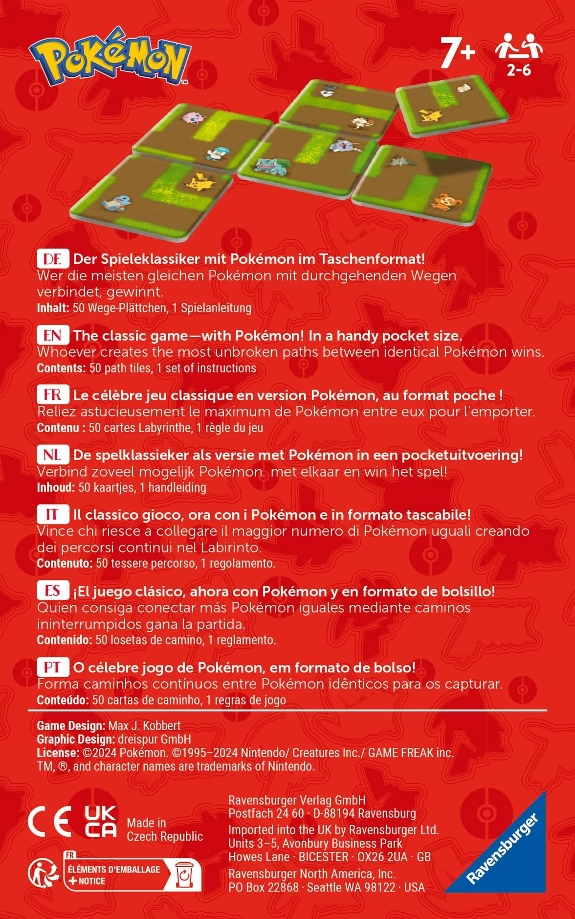 Ravensburger - Laberinto Pokemon Connect, Juegos de Mesa Niños 7 Años o más, 2-6 Jugadores, Juego de Viaje, Regalo Niño 7 años, Juegos de Mesa Familia, Versión en Español